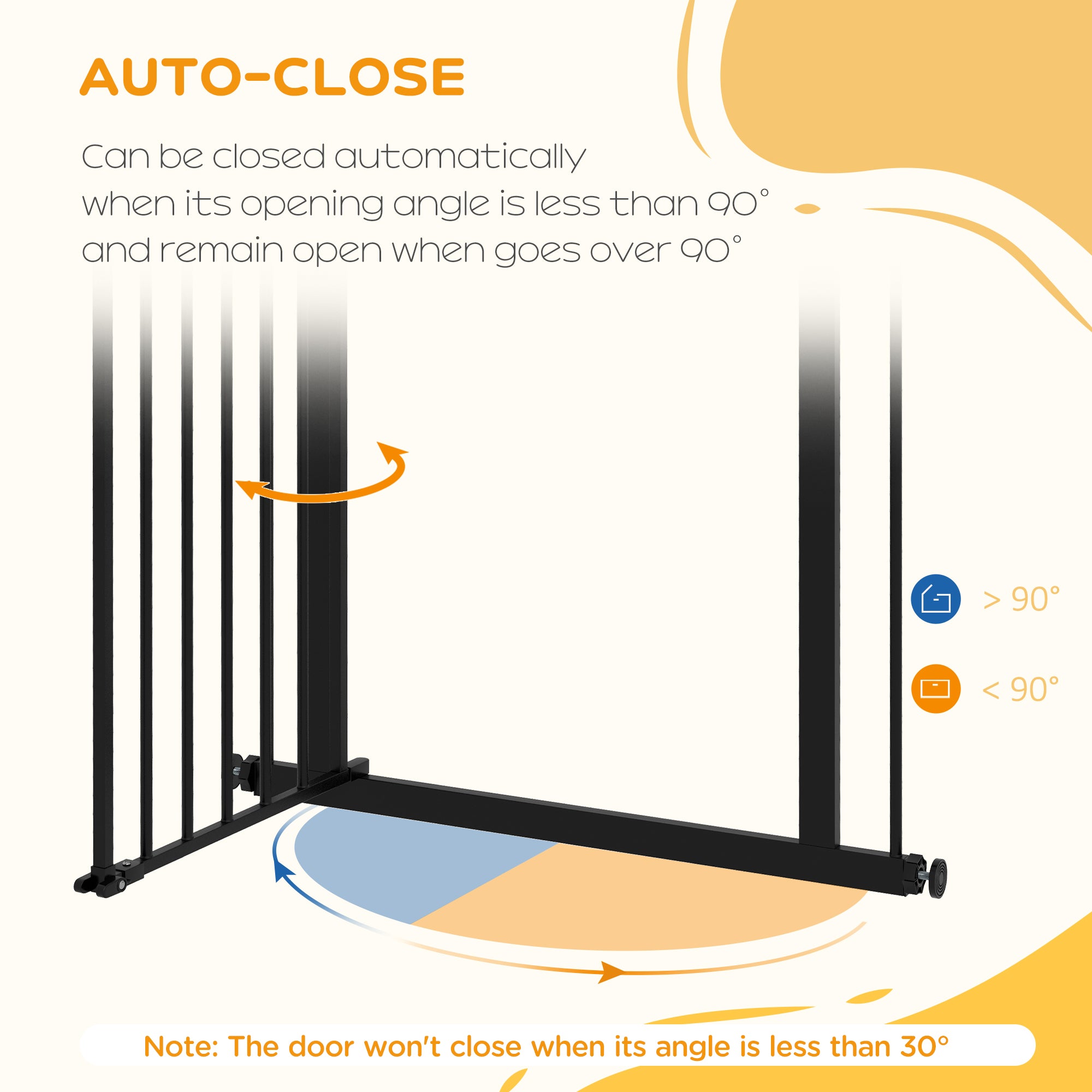 PawHut Metal 74-80cm Wide Adjustable Dog Gate Black - North Peak Garden Furniture