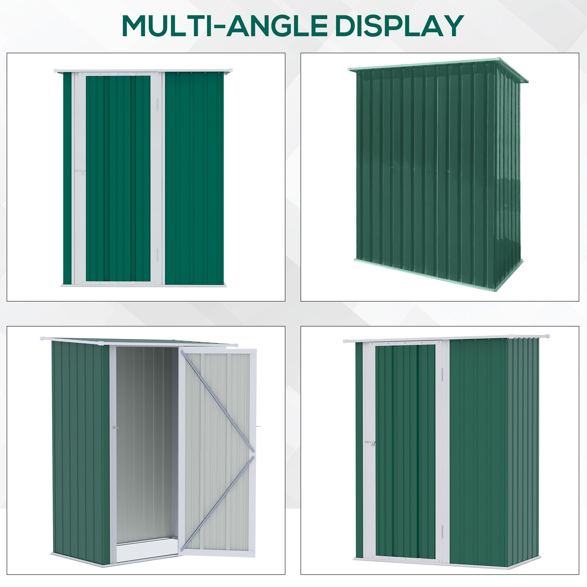 Outsunny 5ft x 3ft Garden Metal Storage Shed, Outdoor Tool Shed with Sloped Roof, Lockable Door for Tools, Equipment, Green - North Peak Garden Furniture