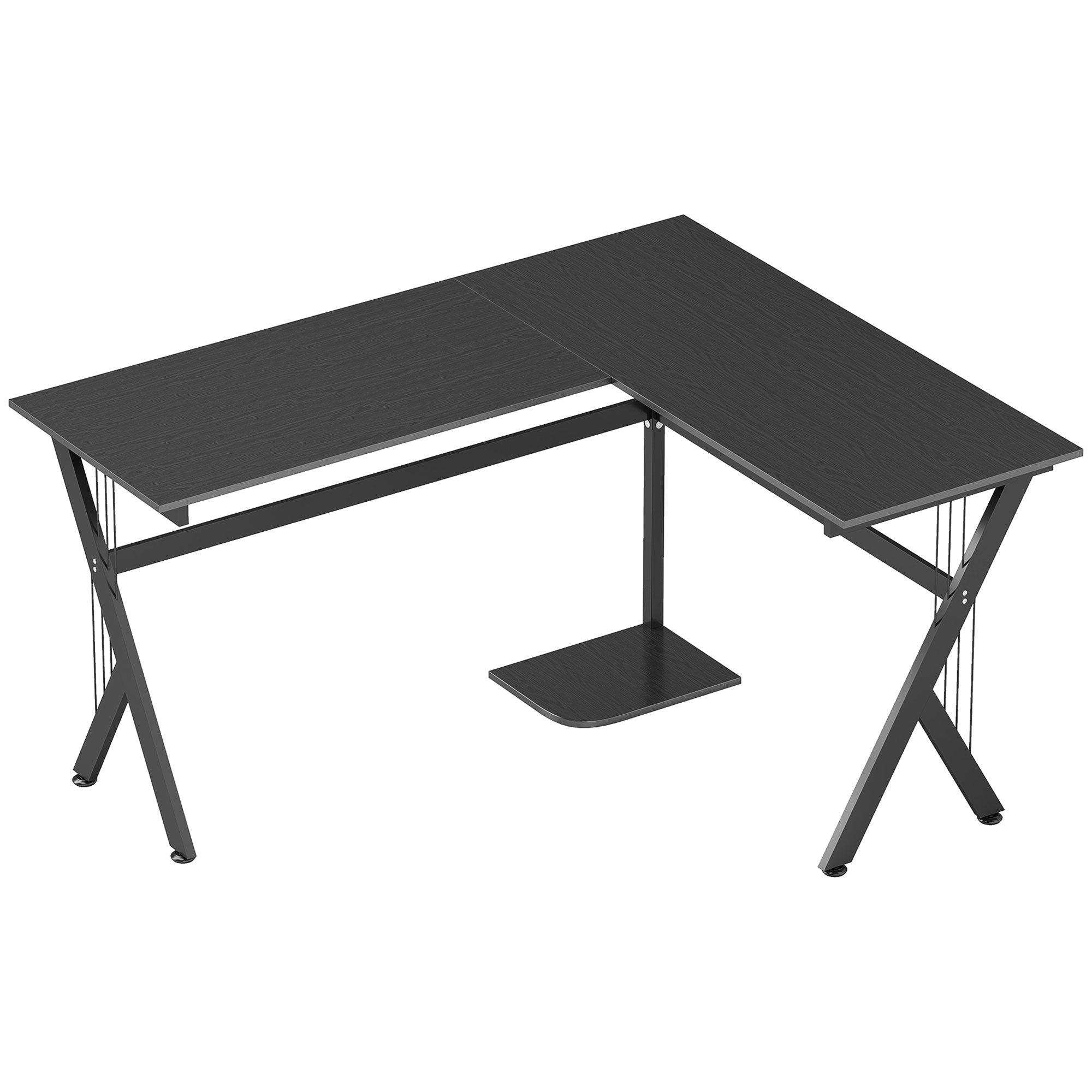 HOMCOM L Shaped Gaming Desk, 155 x 130cm Corner Computer Desk with CPU Stand for Home Office, Study Workstation, Black - North Peak Garden Furniture