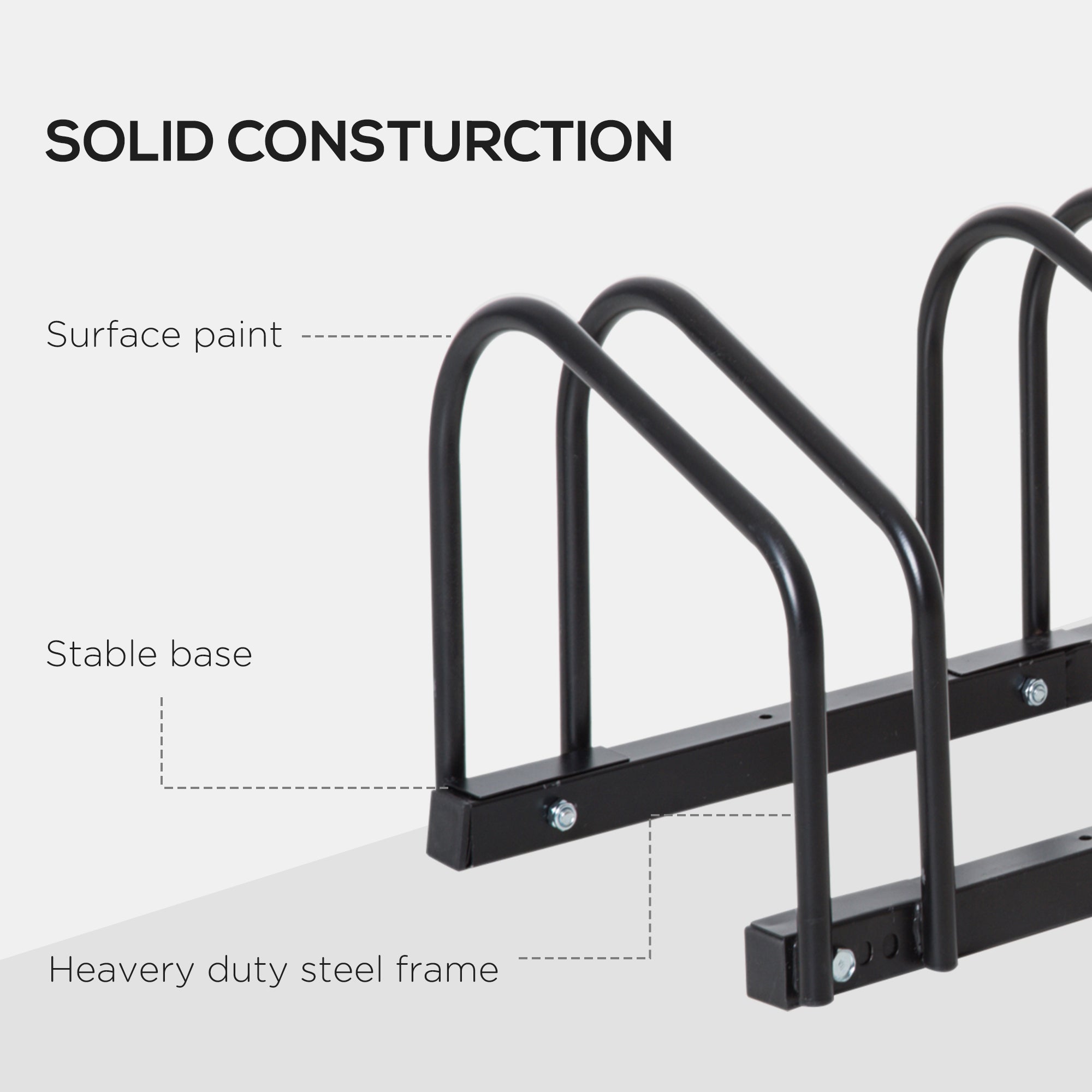 HOMCOM Bike Stand Parking Rack Floor or Wall Mount Bicycle Cycle Storage Locking Stand 179L x 33W x 27H (6 Racks, Black) - North Peak Garden Furniture