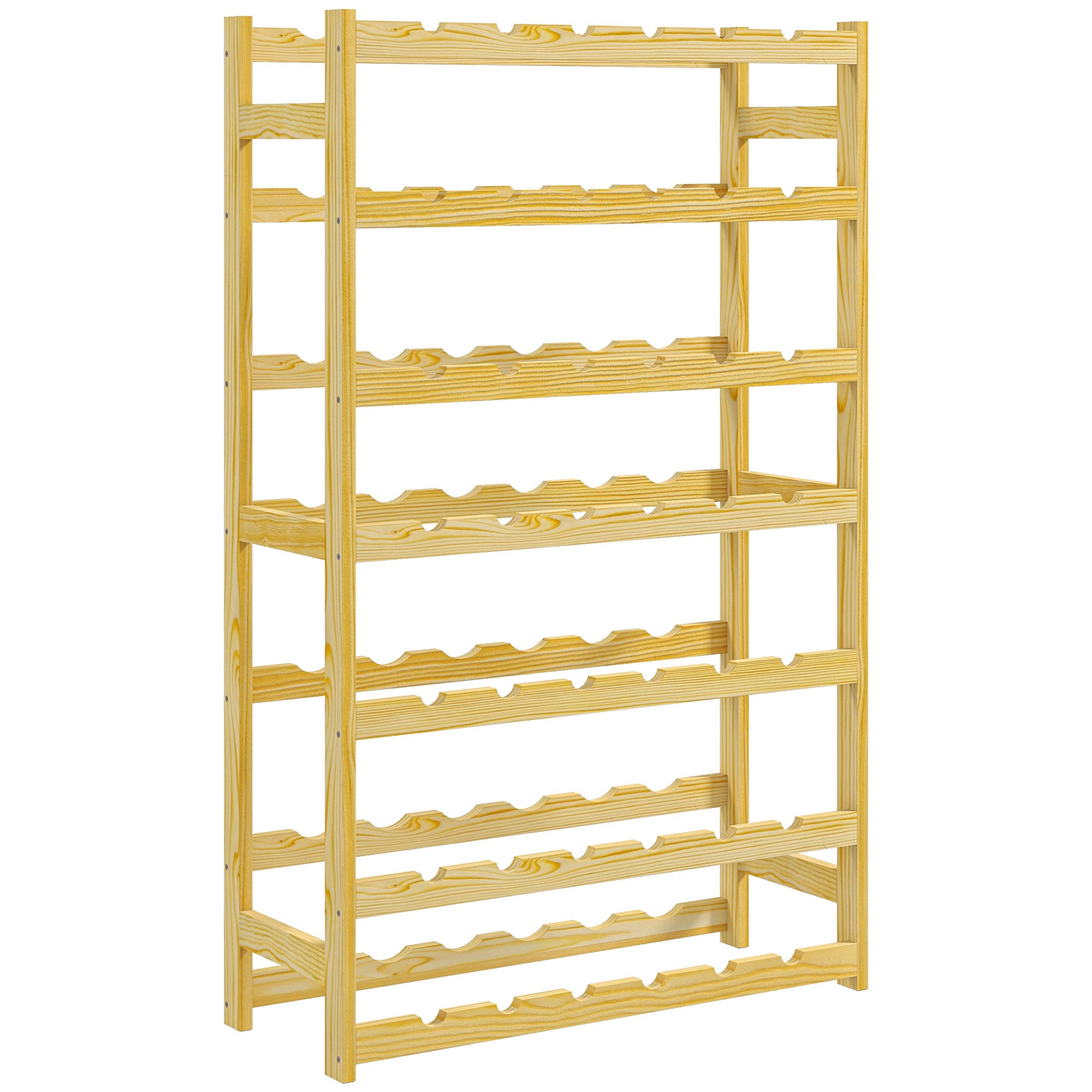 HOMCOM 42-Bottle Wooden Wine Rack - Natural Finish - North Peak Garden Furniture