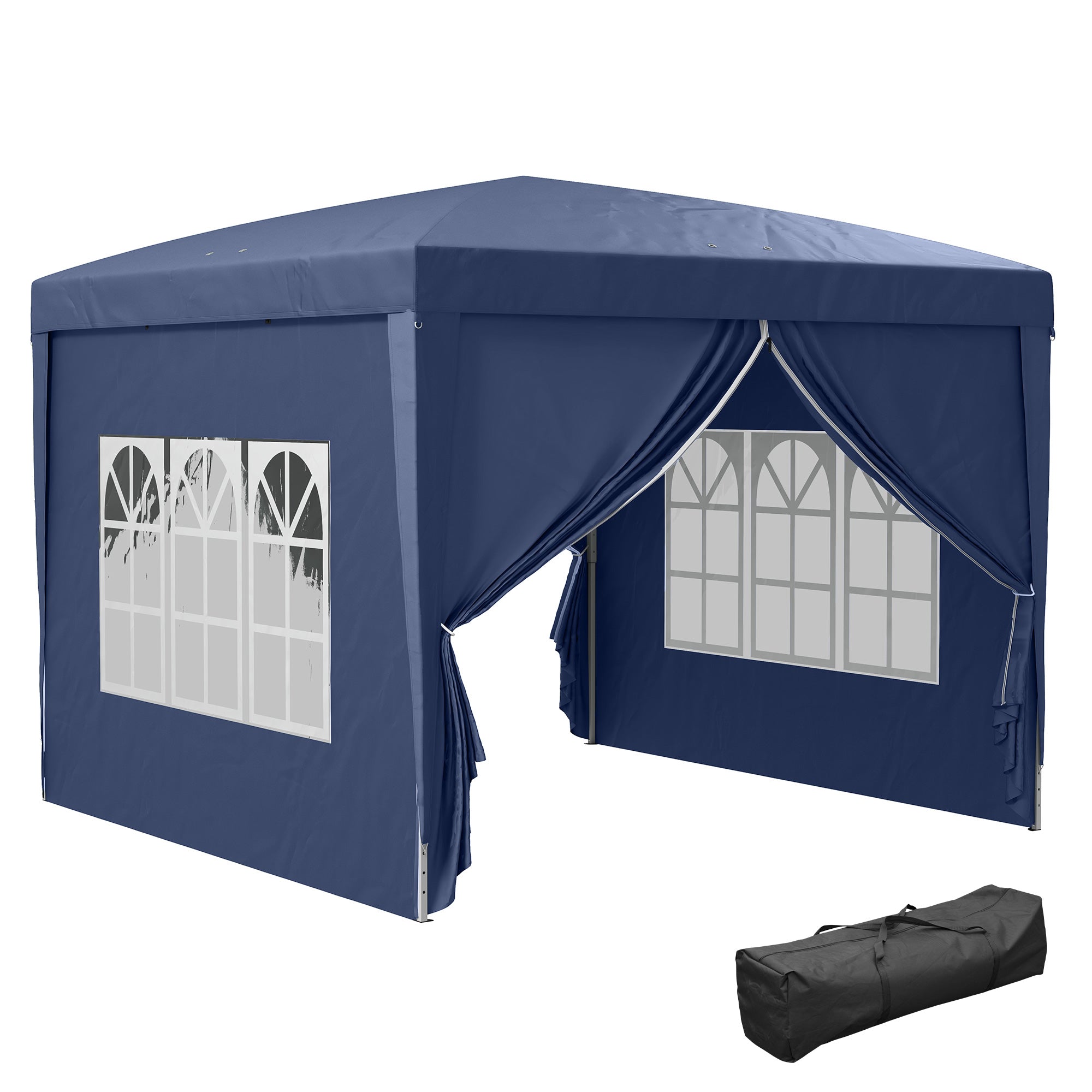 Outsunny 3 x 3(m) Pop Up Gazebo, Water and UV Resistant Party Tent Camping Canopy Marquee with Carry Bag, Blue - North Peak Garden Furniture