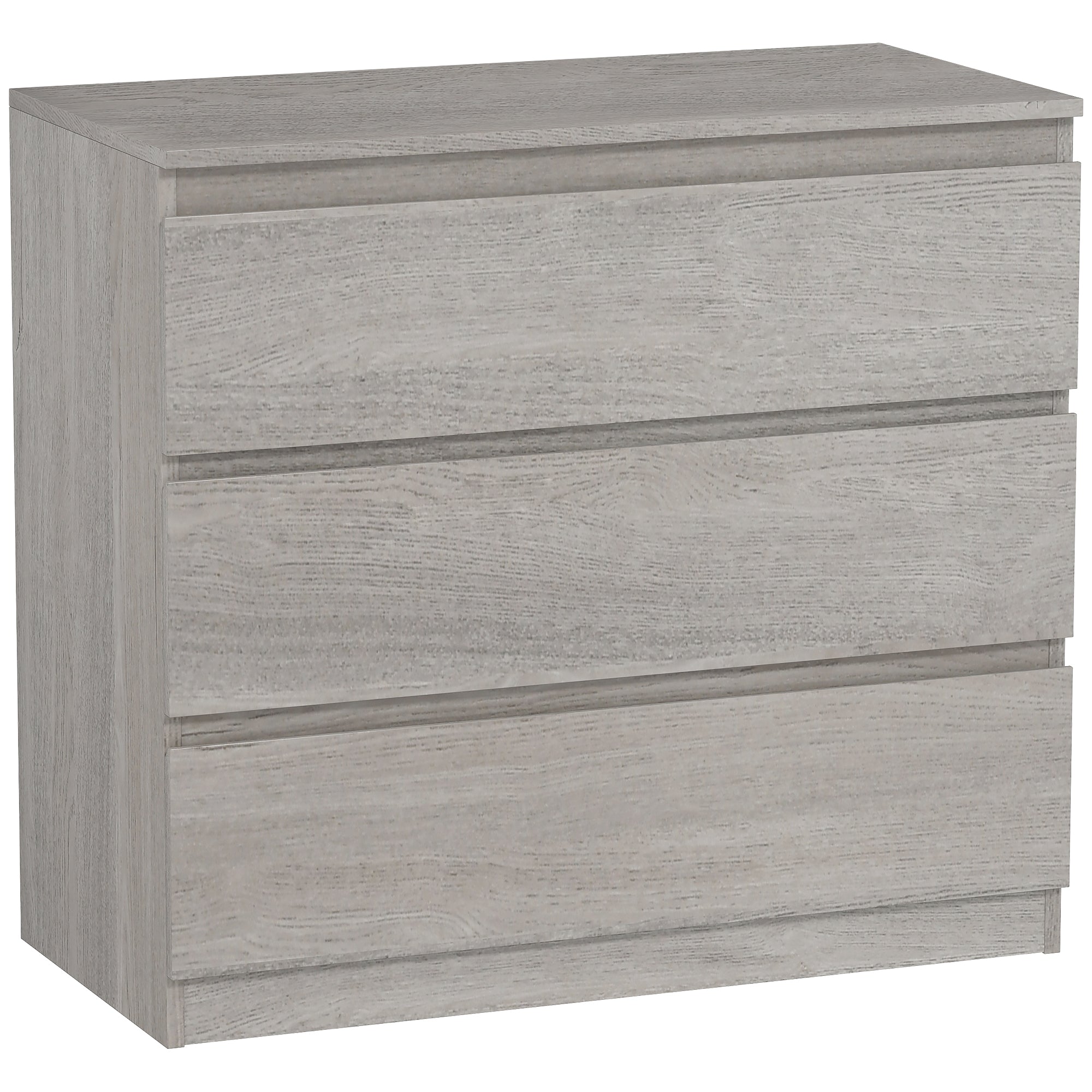 HOMCOM Chest of Three Drawers - Grey Wood Effect - North Peak Garden Furniture