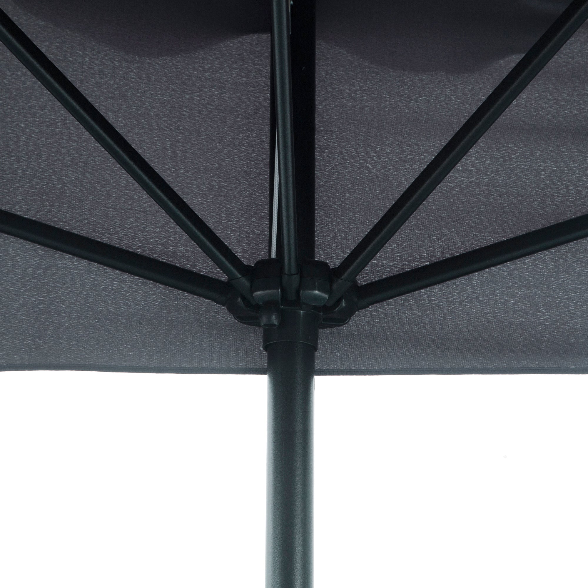 Outsunny 2.3m Half Parasol Semi Round Umbrella Patio Metal Frame Crank Handle for Balcony-- NO BASE INCLUDED, Grey - North Peak Garden Furniture