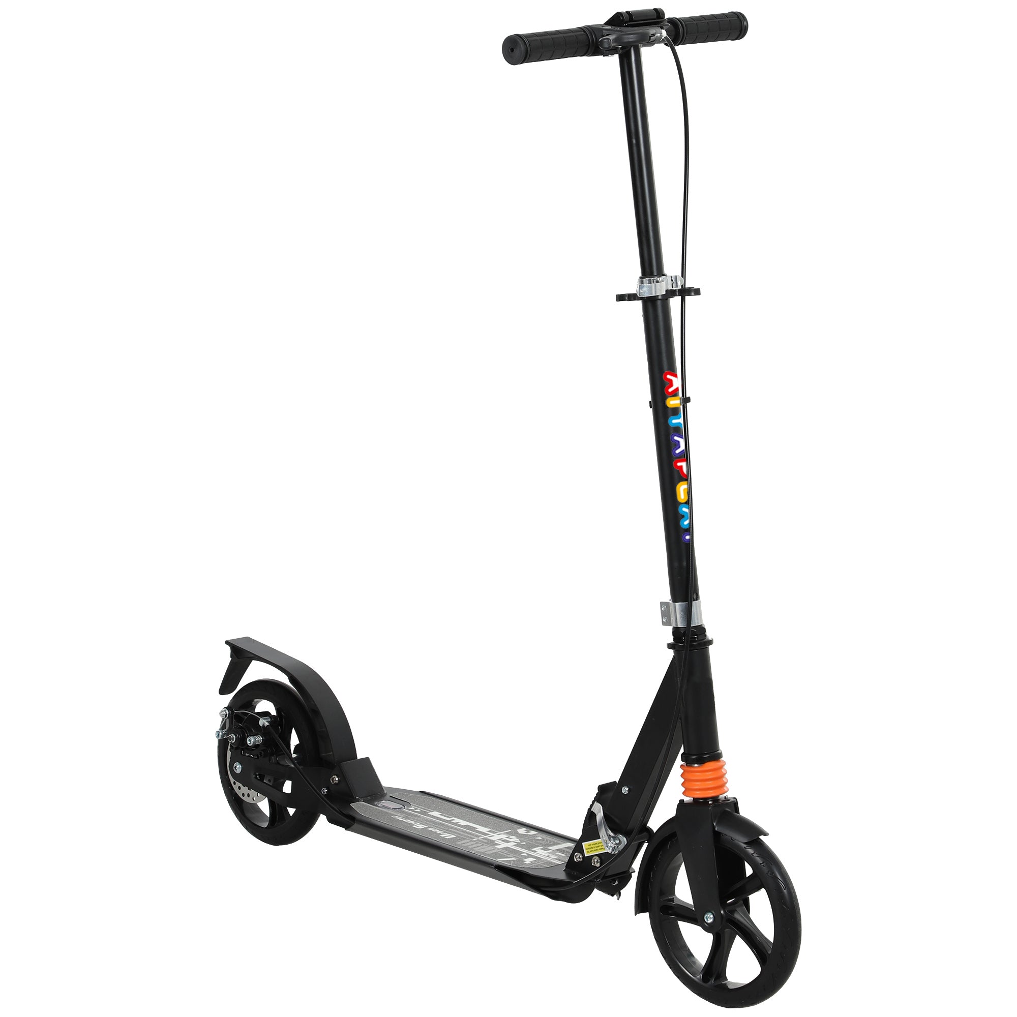 AIYAPLAY Kids Scooter with 4 Levels Adjustable Handlebar, Dual Brake System, 200mm Wheels, ABEC-7 Bearings, Black