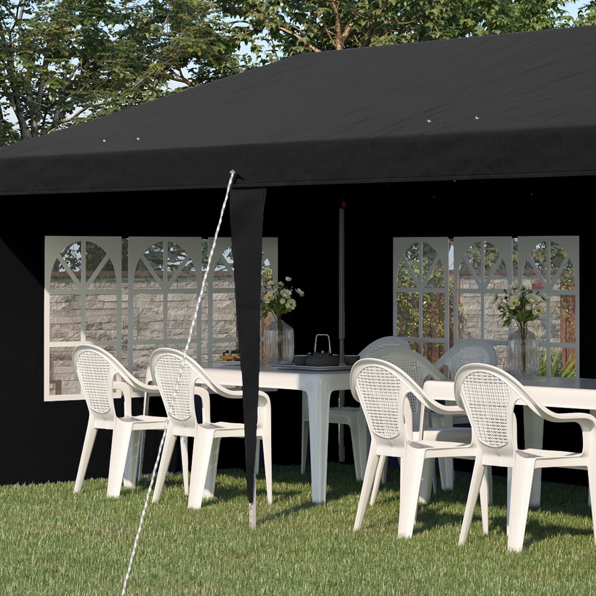 Outsunny 3 x 6m Pop-Up Gazebo, with Removable Walls - Black - North Peak Garden Furniture