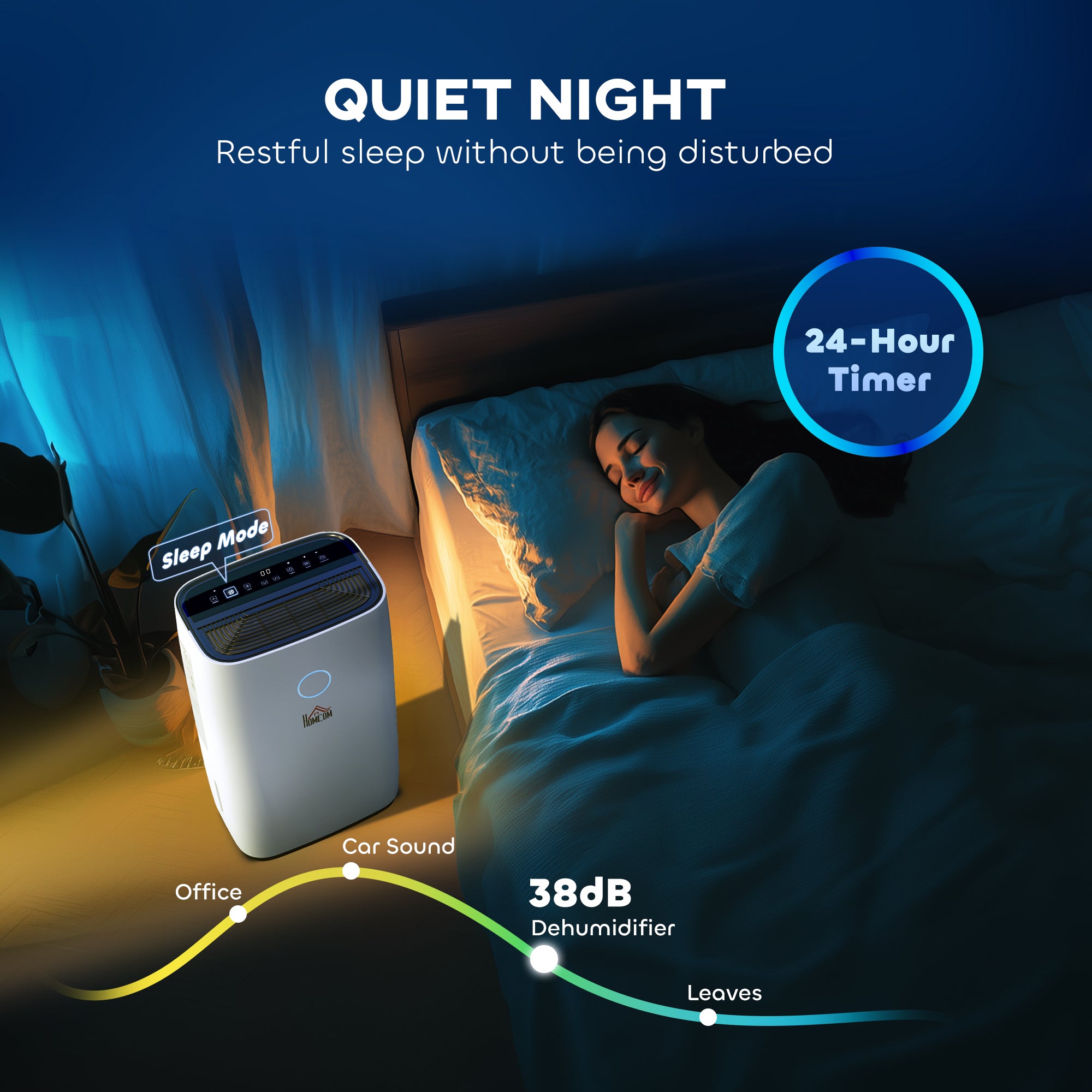 HOMCOM 20L/Day Portable Dehumidifier for Home, with LED Screen, Sleep Mode, 24H Timer, Electric Air Dehumidifier for Damp Laundry Bedroom Basement - North Peak Garden Furniture