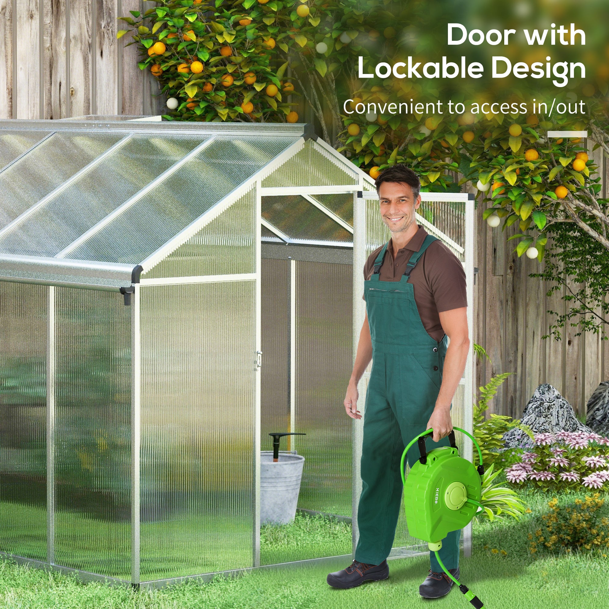 Outsunny 10 x 6ft Aluminium Frame Walk-In Greenhouse, with Foundation