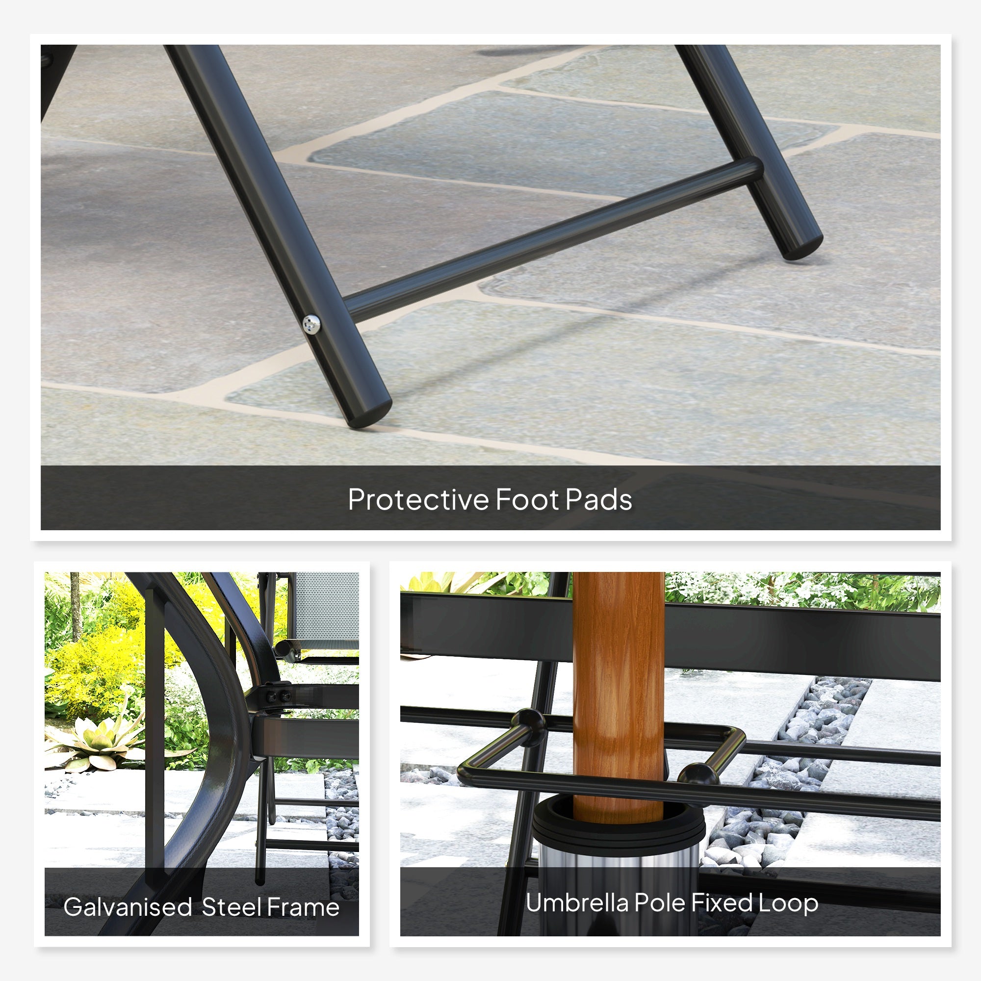 Outsunny Five-Piece Steel Frame Patio Set - Grey/Black - North Peak Garden Furniture