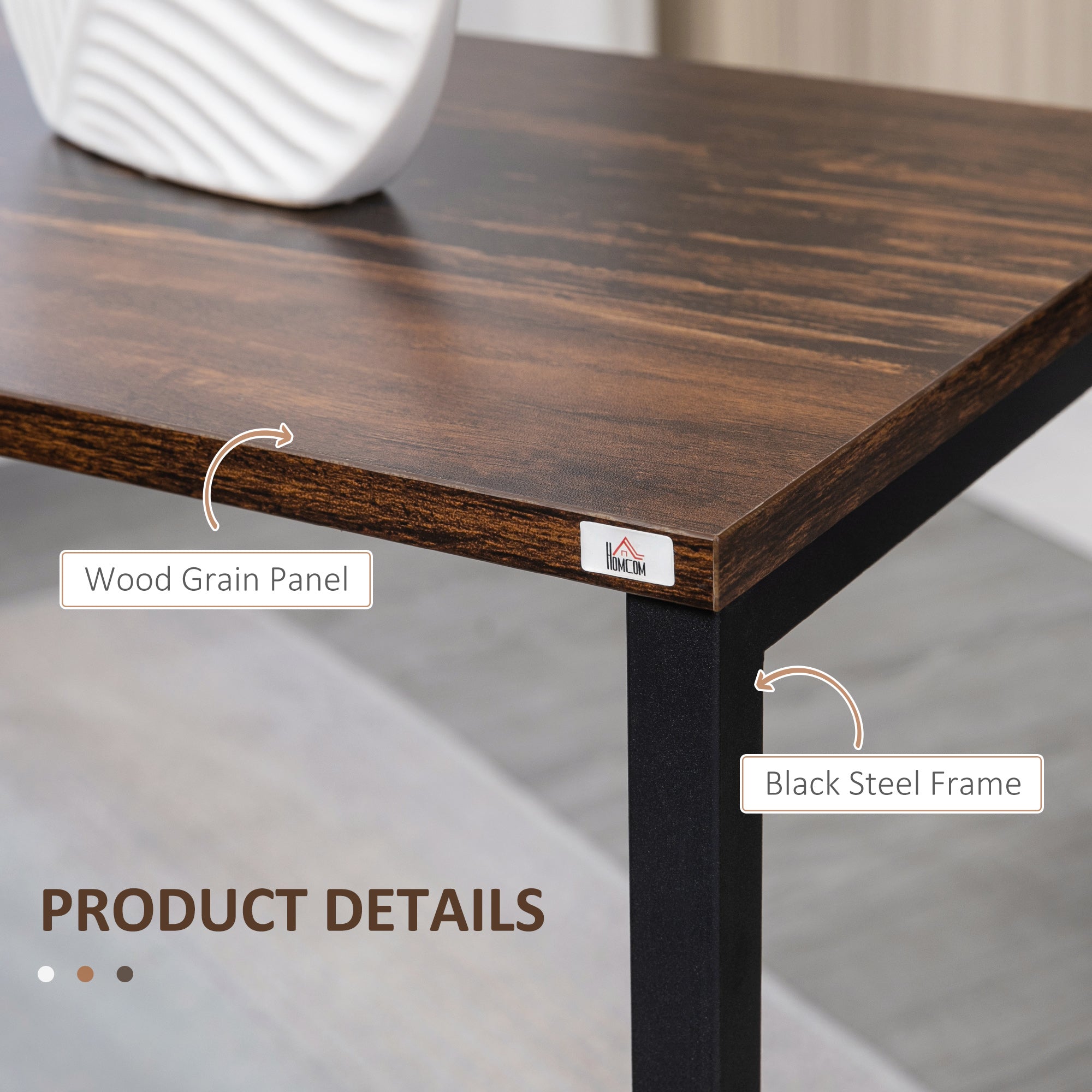 HOMCOM Nesting Side Tables Set of 3, C-Shaped Snack Side Tables with Steel Frame for Sofa Couch and Bed, Rustic Brown - North Peak Garden Furniture