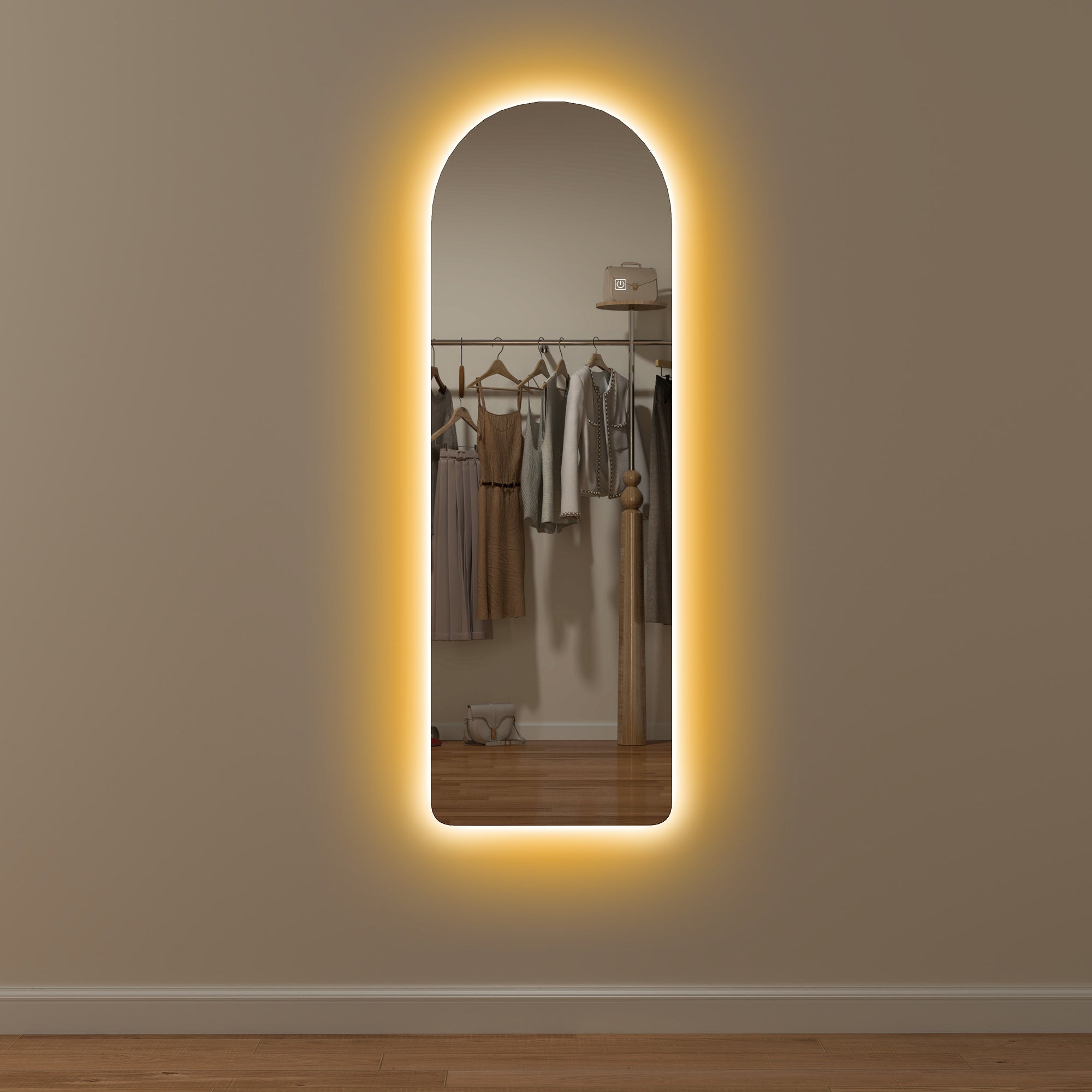 HOMCOM 120 x 40cm Arch Mirror, with LED Lights - North Peak Garden Furniture