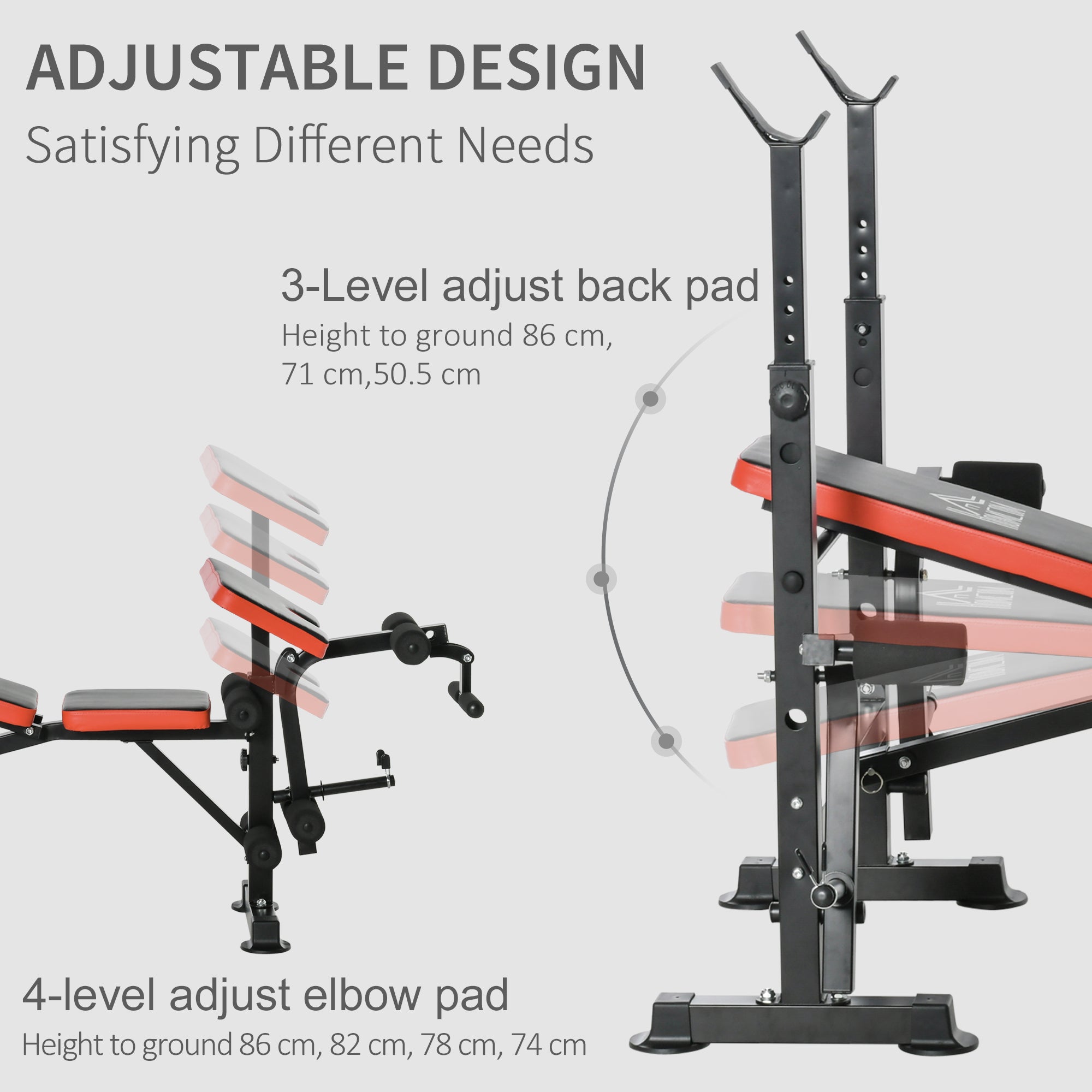 HOMCOM Adjustable Weight Bench with Leg Developer Barbell Rack for Weight Lifting and Strength Training Multifunctional Workout Station for Home Gym Fitness - North Peak Garden Furniture