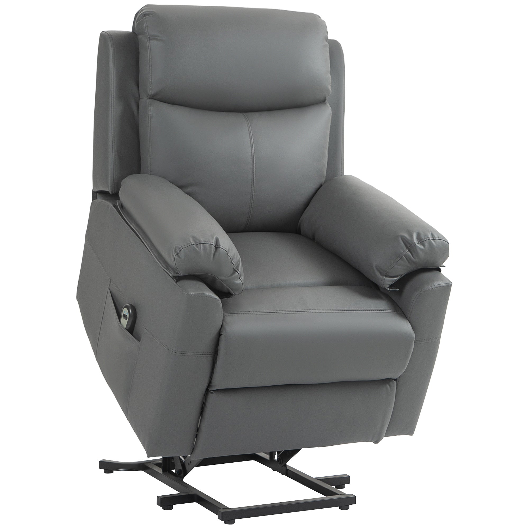 HOMCOM Faux Leather 70° Electric Riser Recliner Chair - Grey - North Peak Garden Furniture