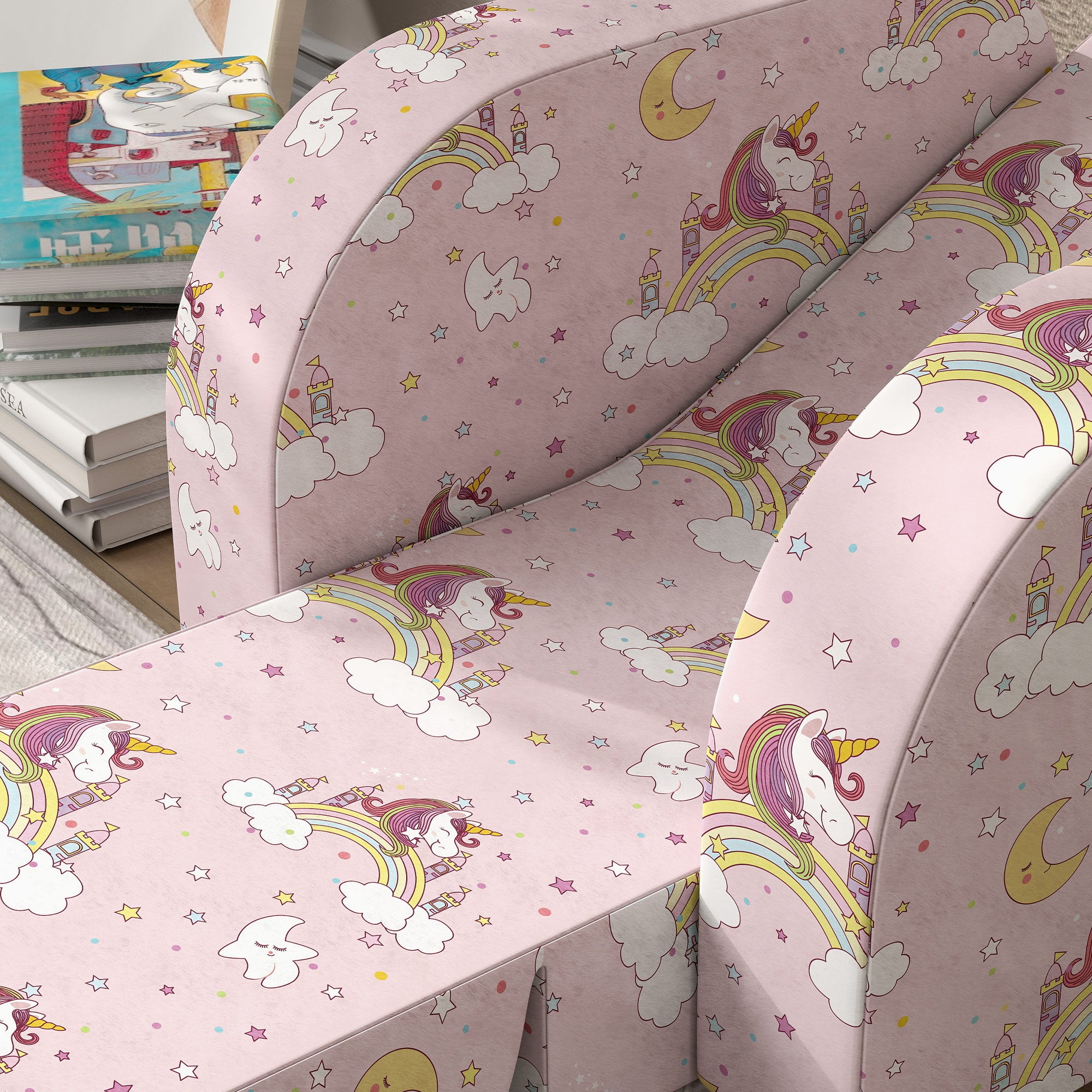 AIYAPLAY Foldable Toddler Chair Soft Snuggle Sponge Filled for Bedroom Playroom, Aged 18 Months to 3 Years - Pink - North Peak Garden Furniture