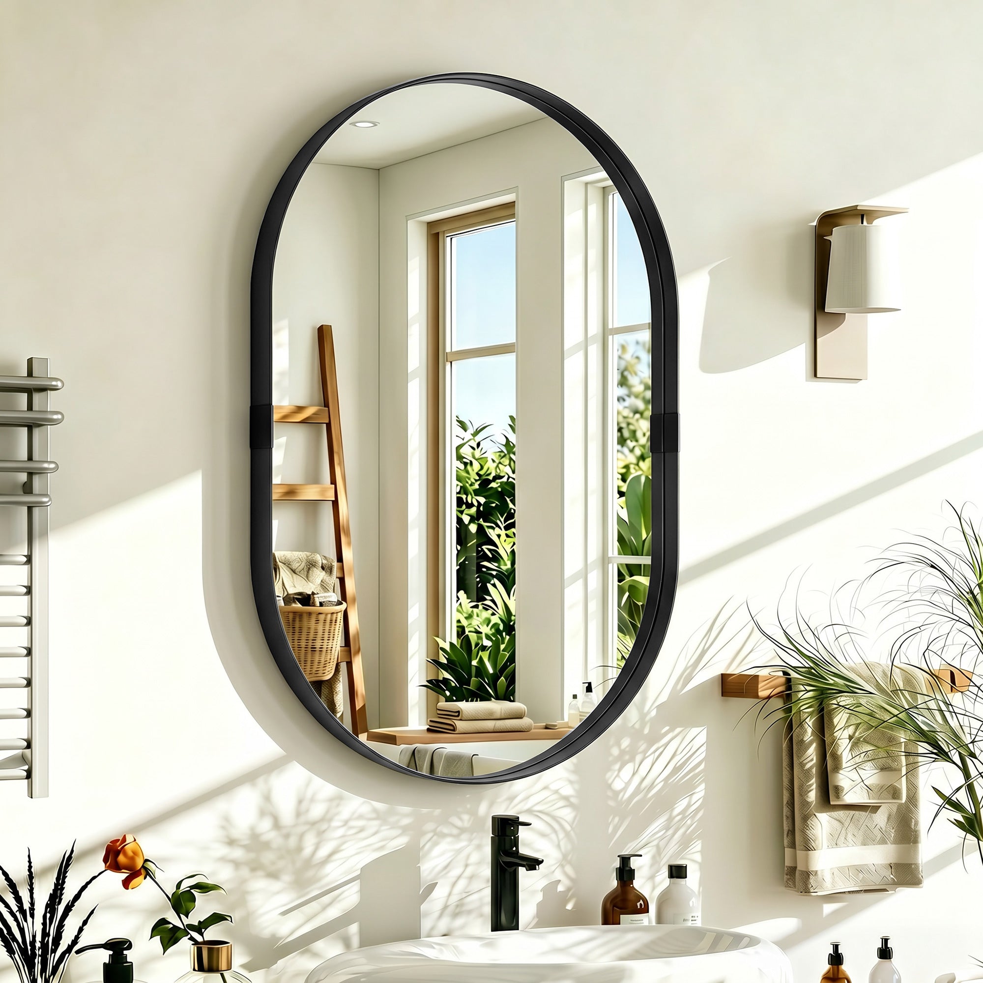 HOMCOM Wall Mirror, Bathroom Mirror with Elevated Aluminium Alloy Frame, 60 x 90 cm, Black