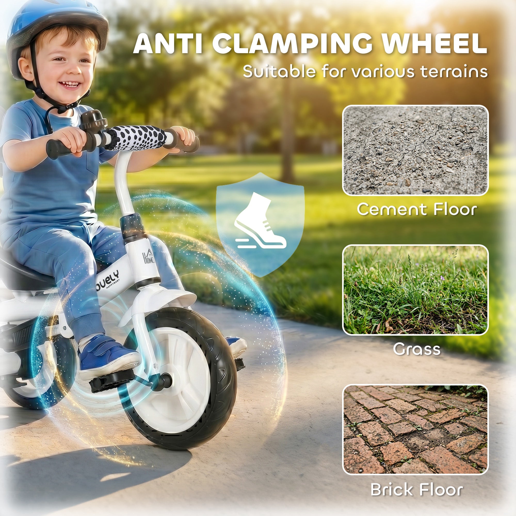 HOMCOM 6 in 1 Tricycle for Kids with 5-point harness straps, Removable Canopy, White
