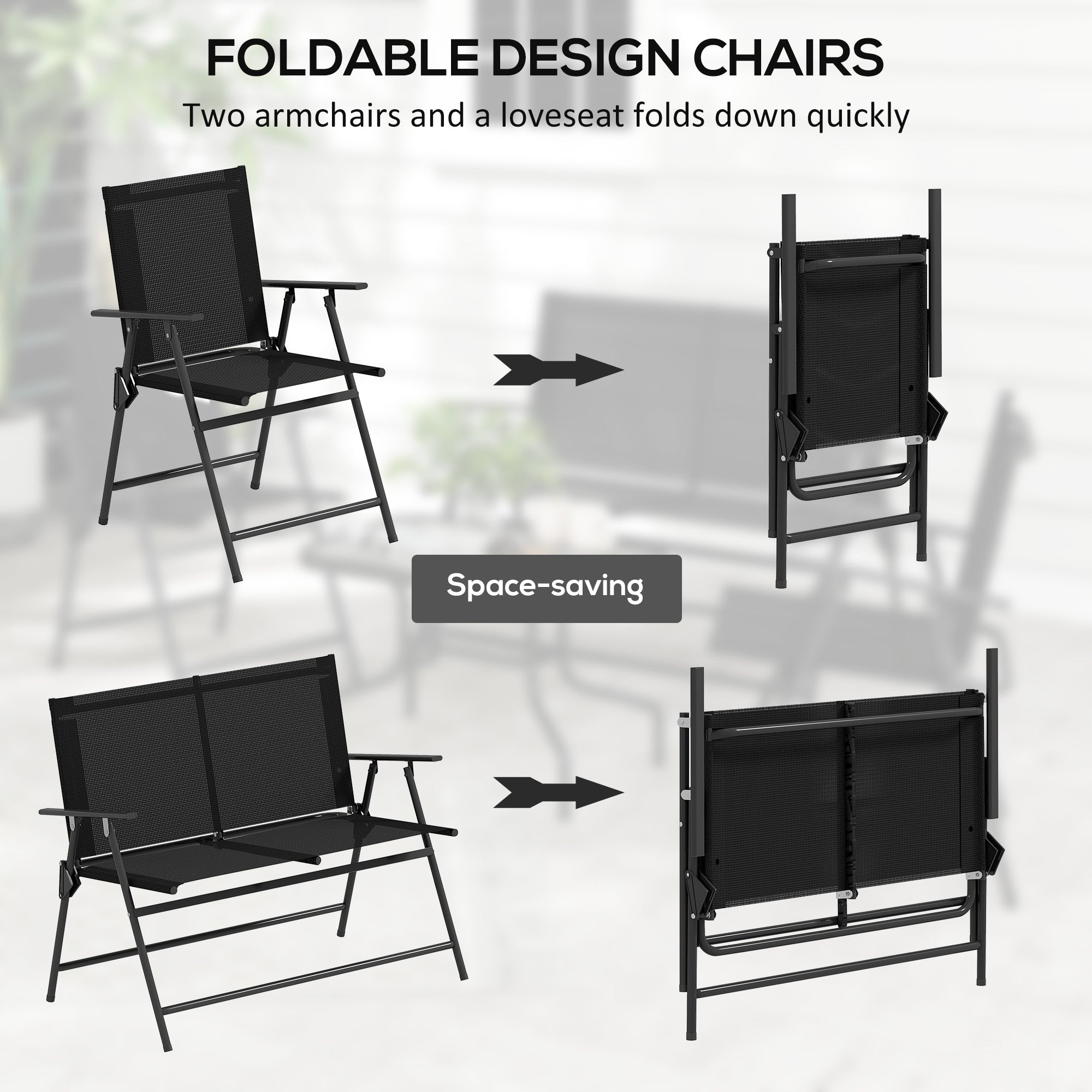 Outsunny 4 Pieces Patio Furniture Set - Black - North Peak Garden Furniture