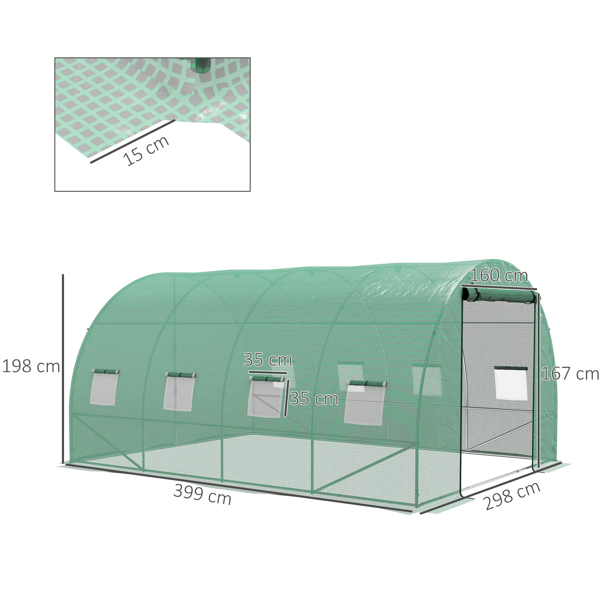Outsunny Sprinkler System Polytunnel Greenhouse, 4 x 3(m), Green - North Peak Garden Furniture