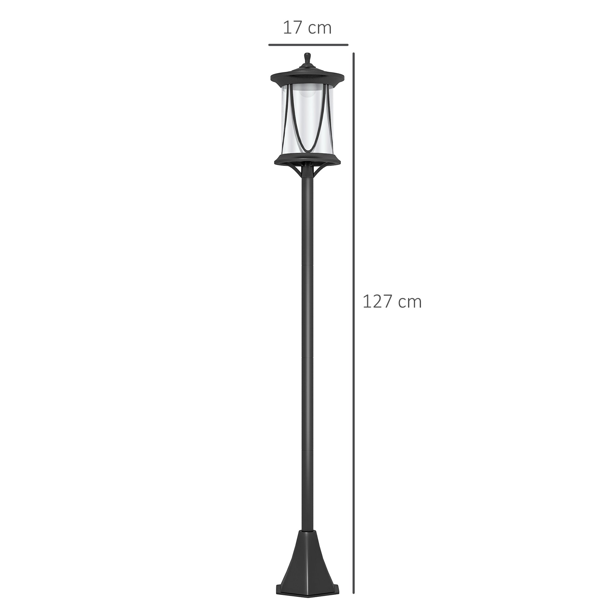 Outsunny Solar Lamp Post Light, 1.3 M LED Outdoor Street Light, Waterproof IP44 for Patio, Garden, Pathway, Cool White - North Peak Garden Furniture