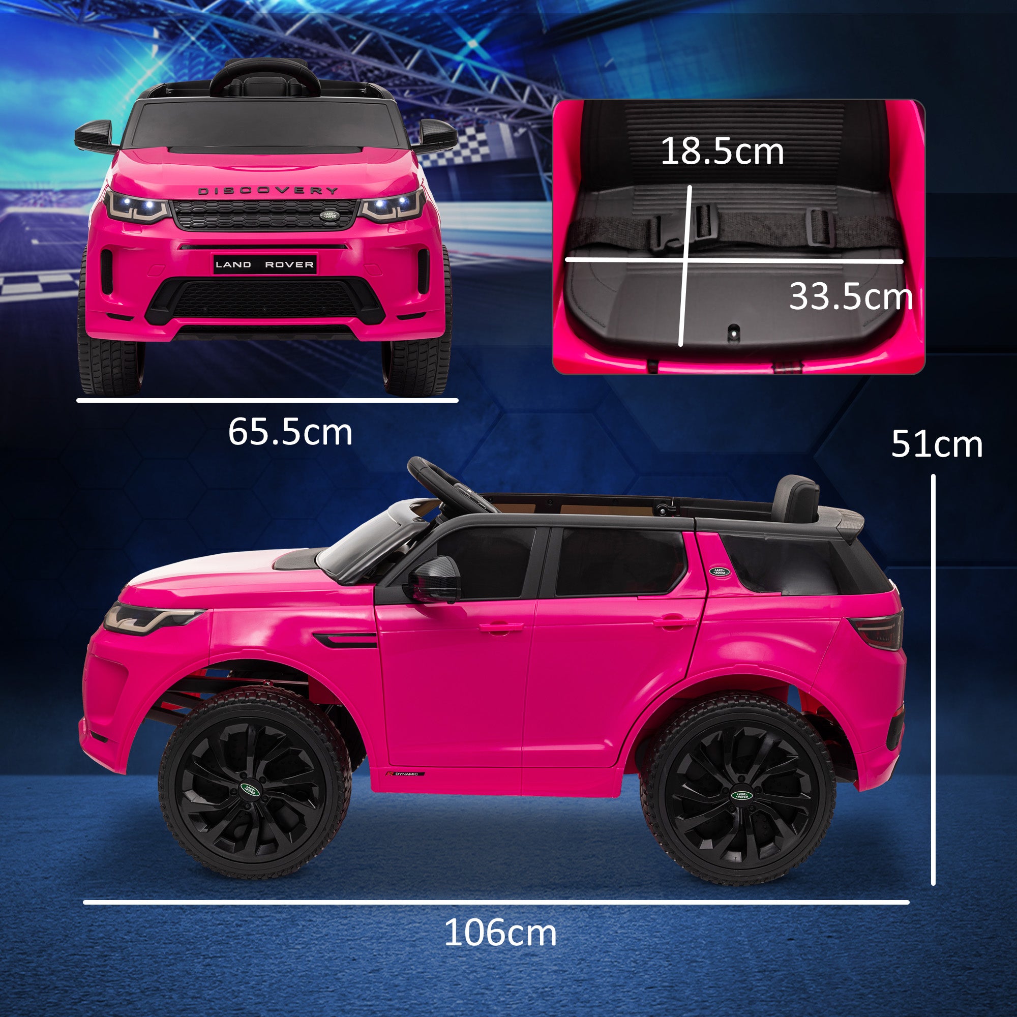 AIYAPLAY Land Rover Discovery Sport Licensed 12V Kids Ride on Car w/ Remote Control, Lights Music Horn, for 3-6 Years Pink - North Peak Garden Furniture