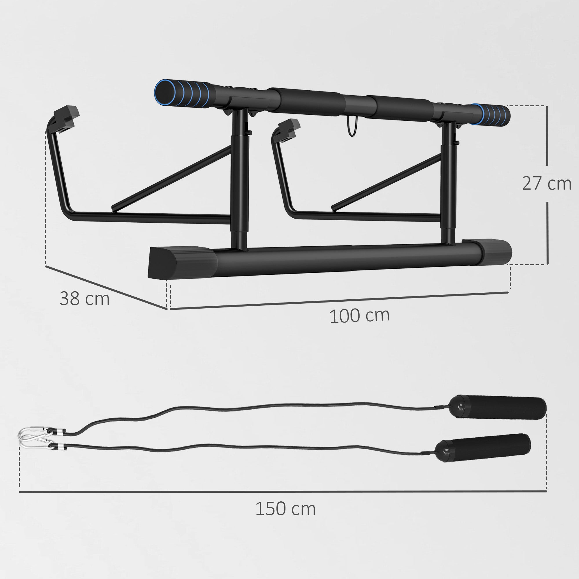 SPORTNOW Pull-Up Bar Doorway with Resistance Bands, No Drilling Chin-Up Bar Push Up Stand with Padded Handles for Home Gym Exercise