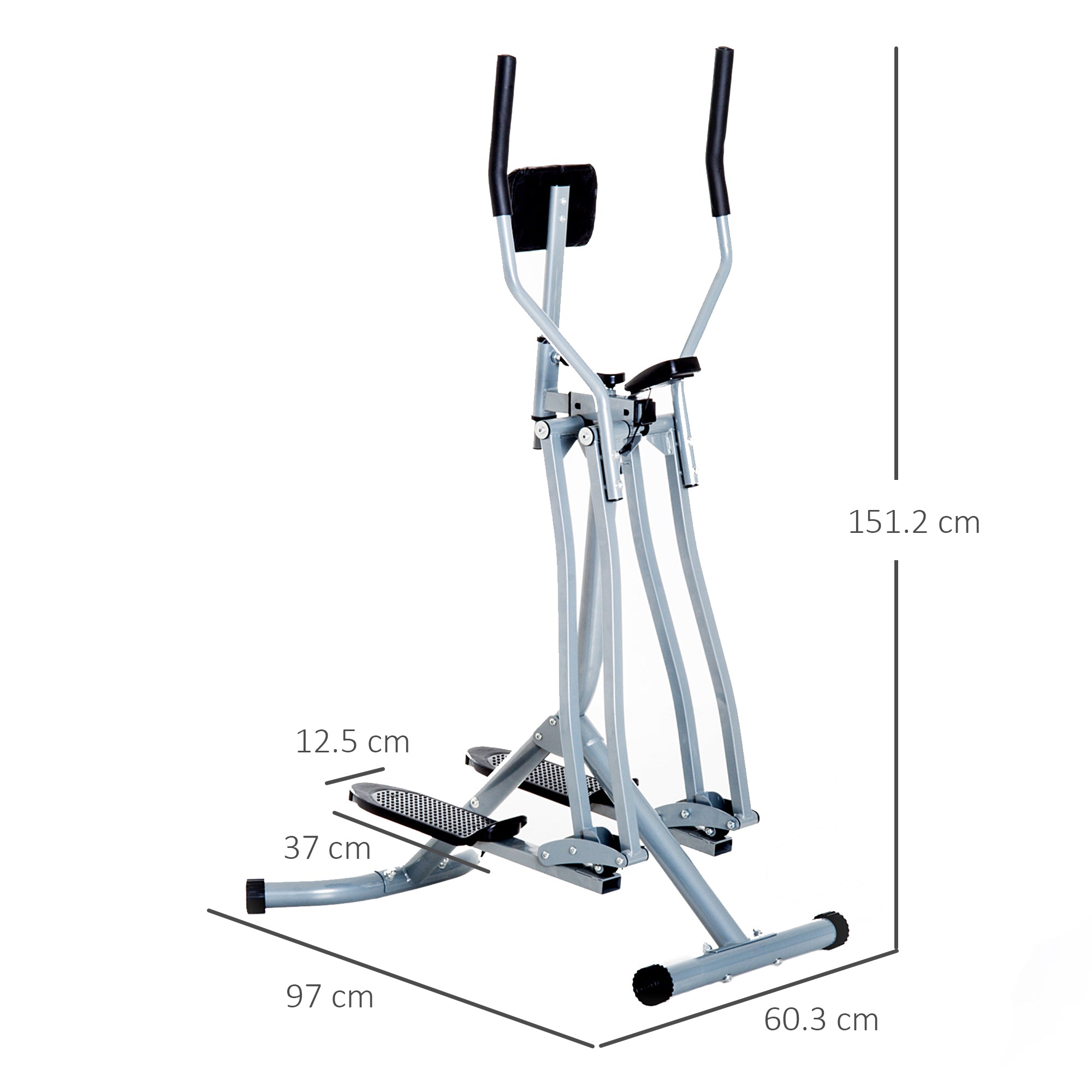 HOMCOM Air Walker Glider, Cross Trainer Fitness Machine, with LCD, for Home Gym, Grey - North Peak Garden Furniture
