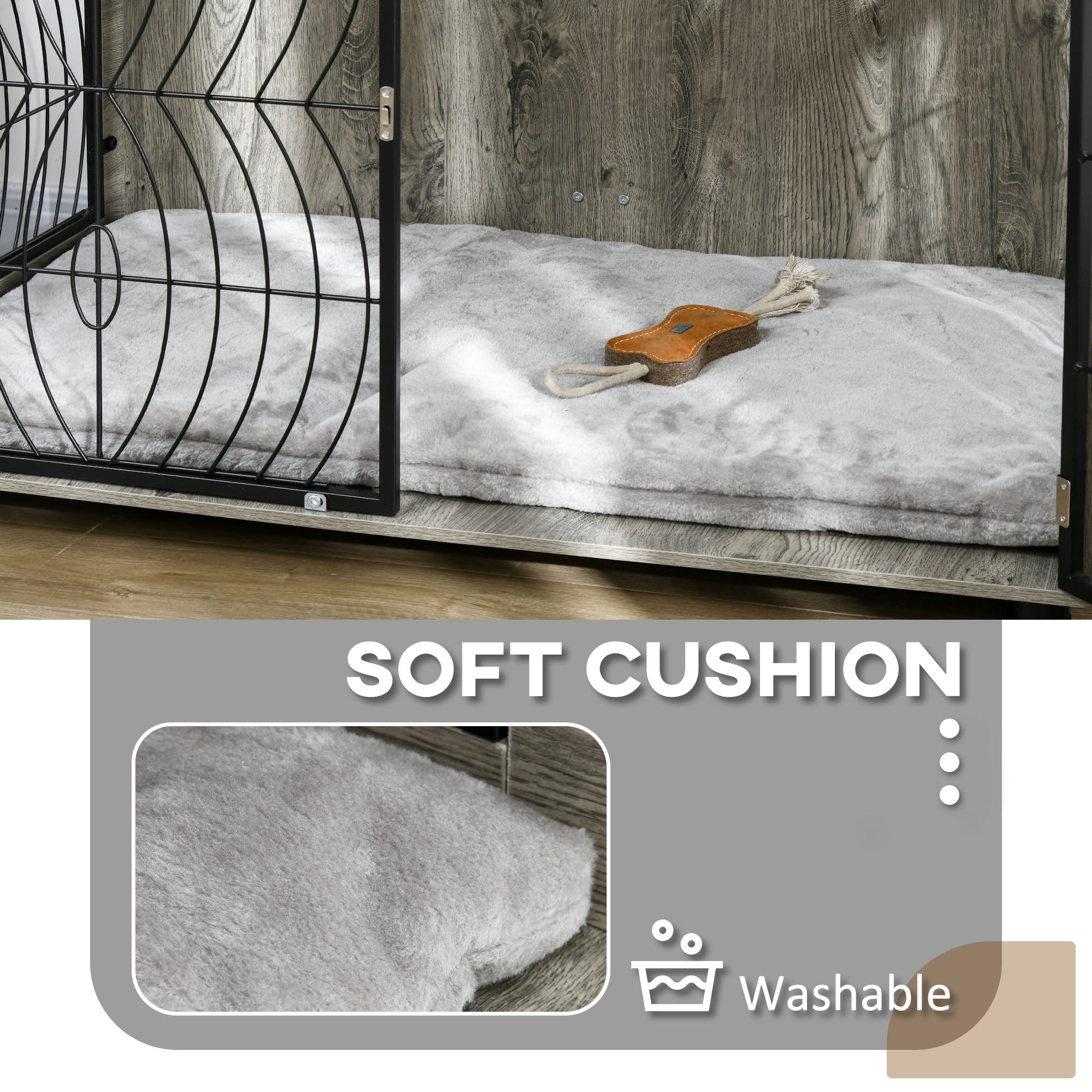 PawHut Dog Crate Furniture End Table w/ Plush Washable Cushion, Lockable Door, for Extra Large Dogs - North Peak Garden Furniture