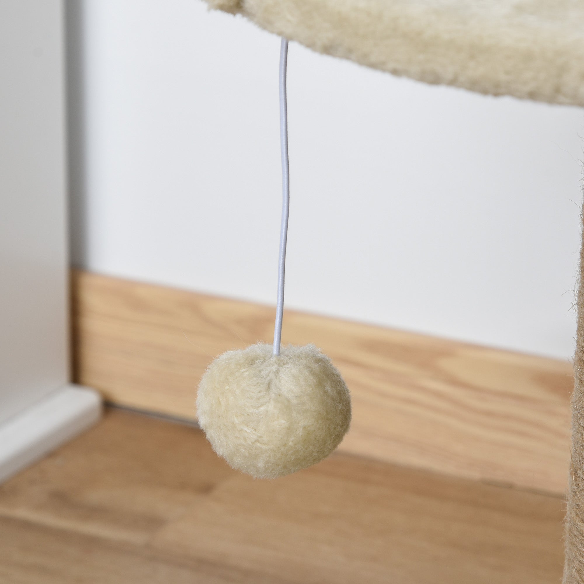 PawHut Cat Tree Tower Basics with Bed, Scratching Post, Activity Centre, Kitten House, Dangling Ball Perch, Beige