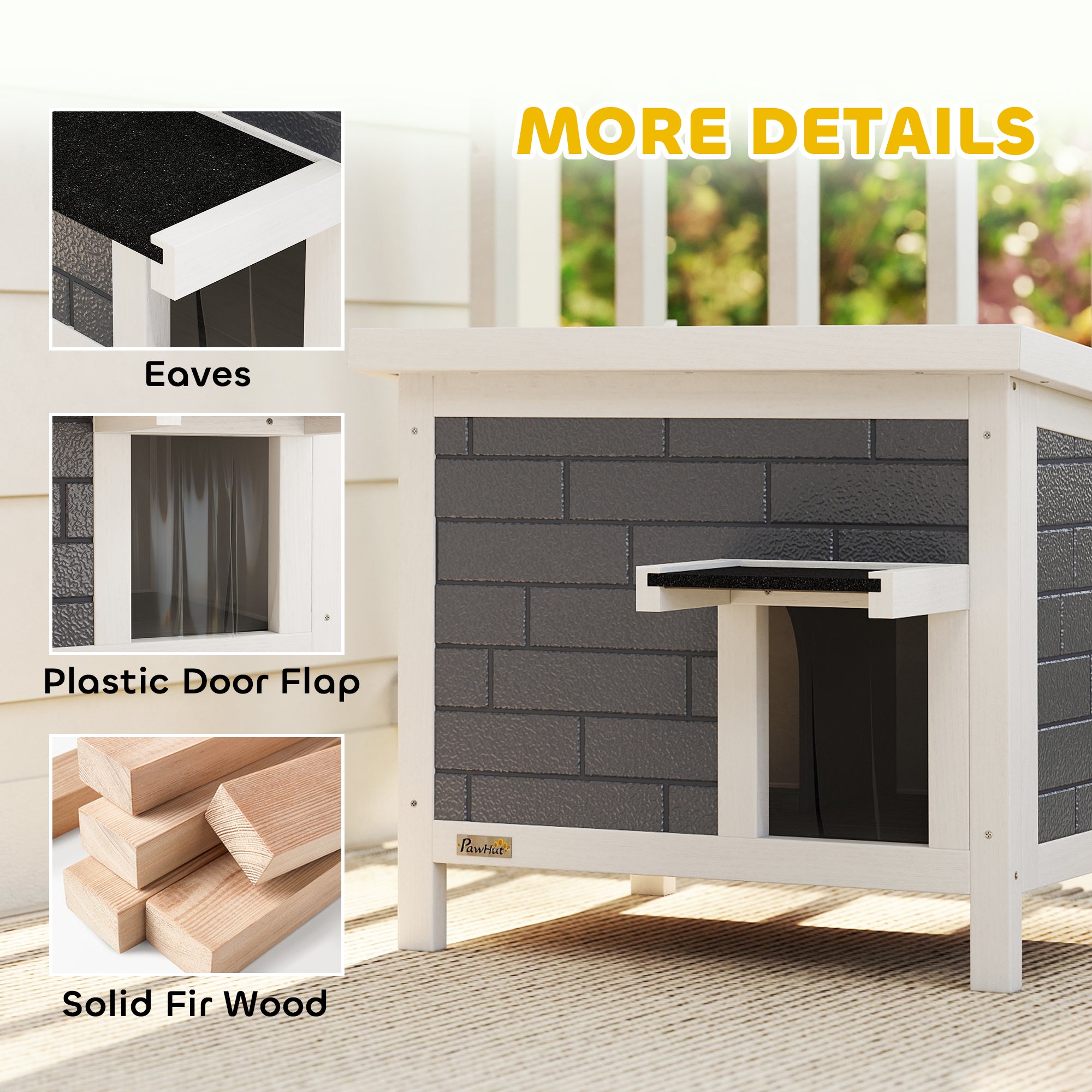 PawHut Outdoor Cat House Insulated with Openable Roof, Weatherproof Feral Cat Shelter for Rabbits, Cats, Grey