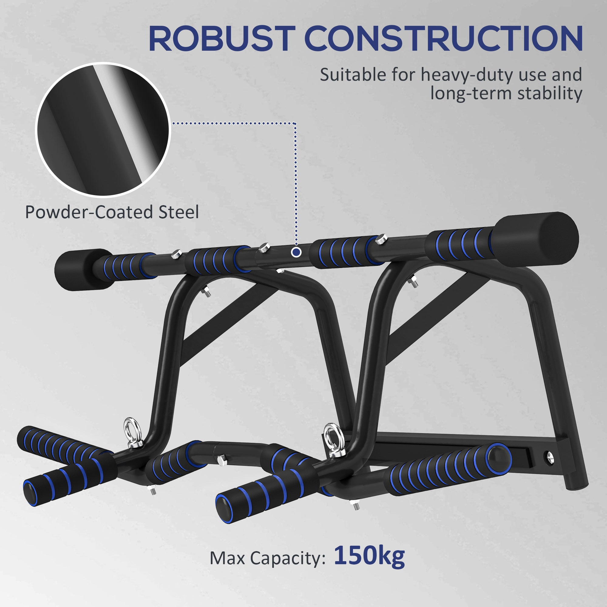 SPORTNOW Doorway Multi-Grip Pull Up Bar with Non-Slip Grips, Chin Up Bar with Anti-Fall Slot for Indoor Gym Upper Body Workout - North Peak Garden Furniture