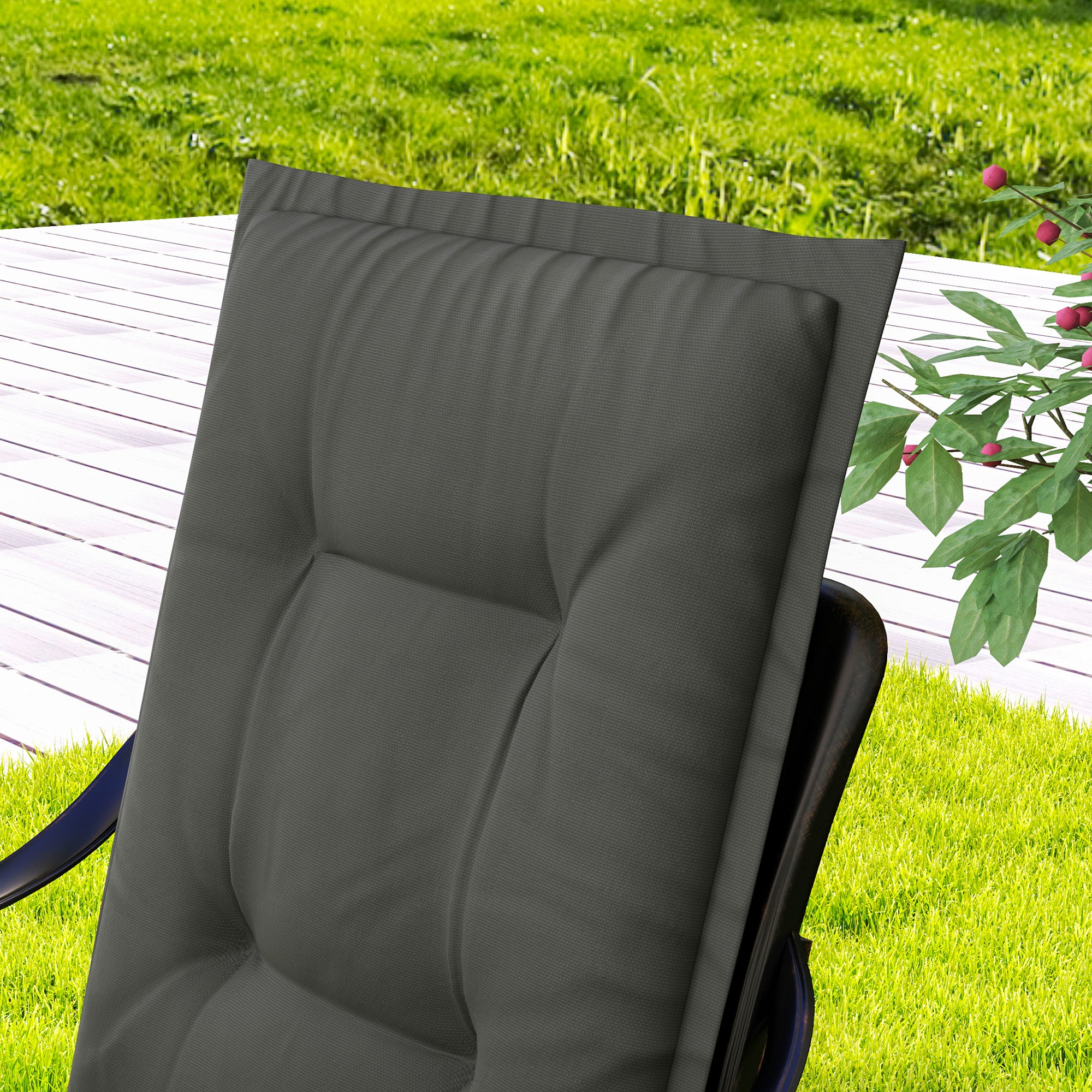 Outsunny Set of Four Padded Garden Seat Cushions - Light Grey - North Peak Garden Furniture