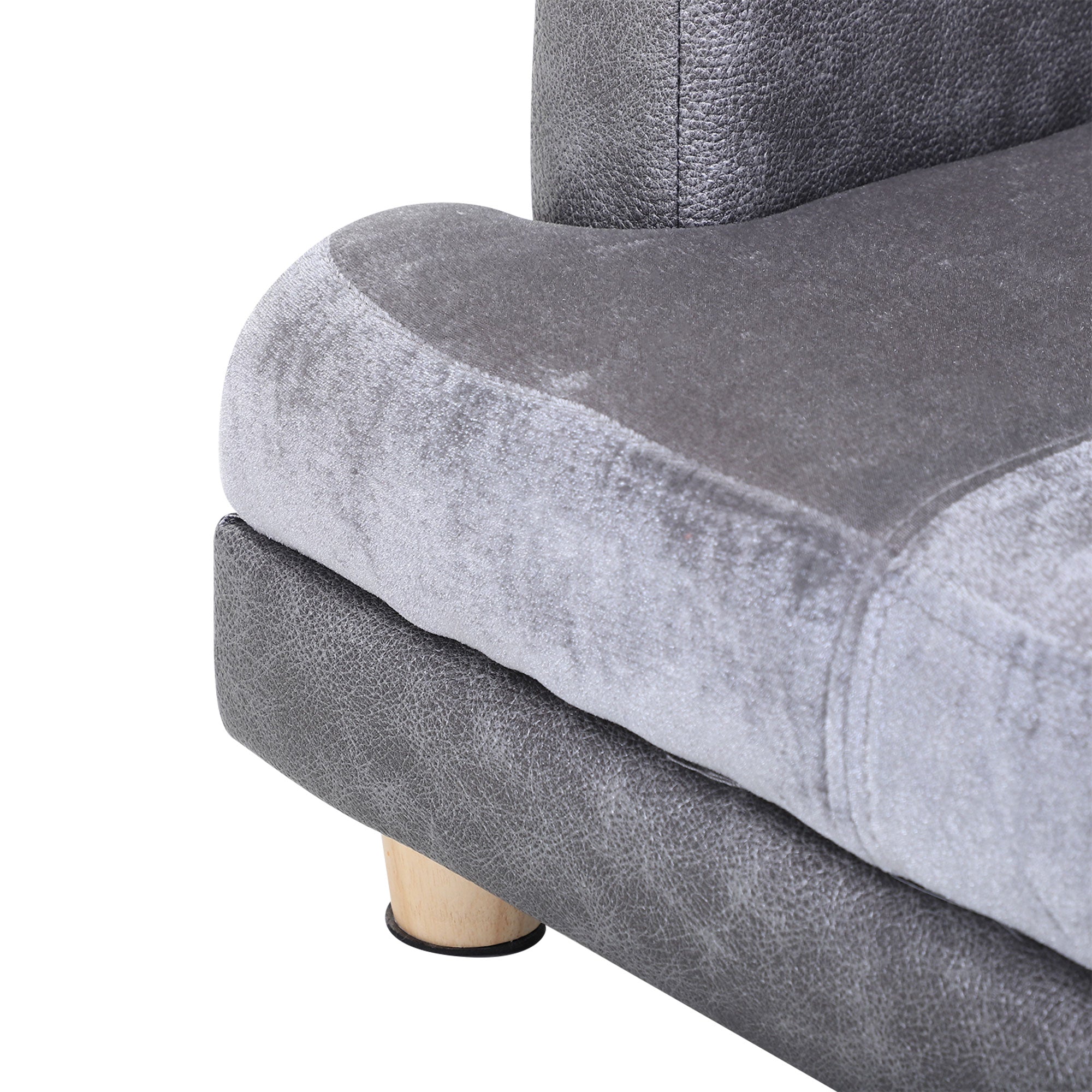 PawHut Dog Sofa Bed for Small-Sized Dogs, Elevated Pet Chair with PU Cover, Soft Cushion, Cat Couch Lounger with Anti-slip Legs - Grey - North Peak Garden Furniture