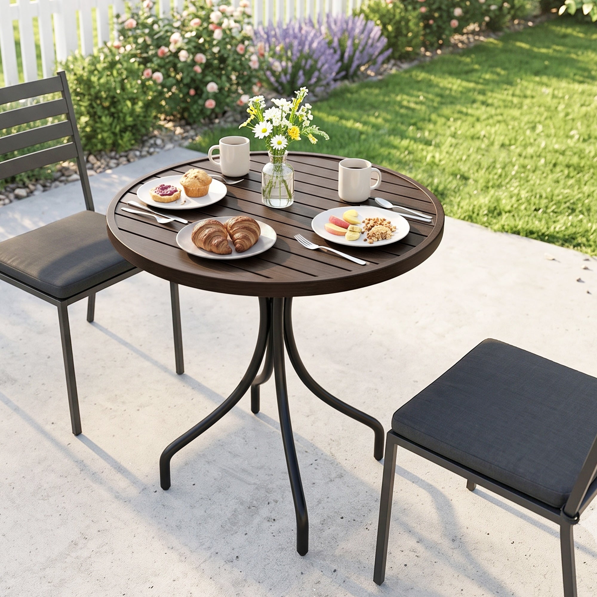 Outsunny Φ66cm Galvanised Steel Garden Table - Brown