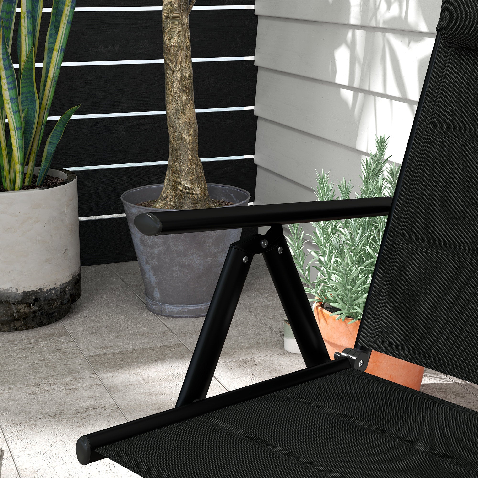 Outsunny Set of Two Padded Garden Chairs - Black - North Peak Garden Furniture