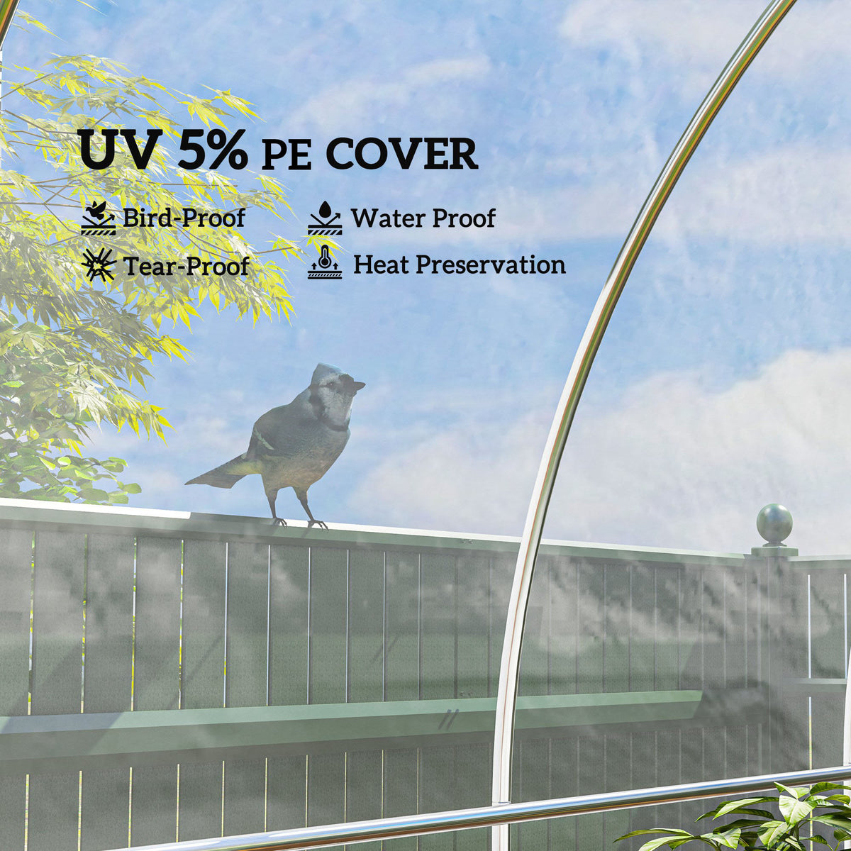 Outsunny 6 X 10m Heavy Duty (150um/6mil) Polyethylene Greenhouse Cover Replacement, UV Resistant Waterproof Plastic Polytunnel Cover, Clear