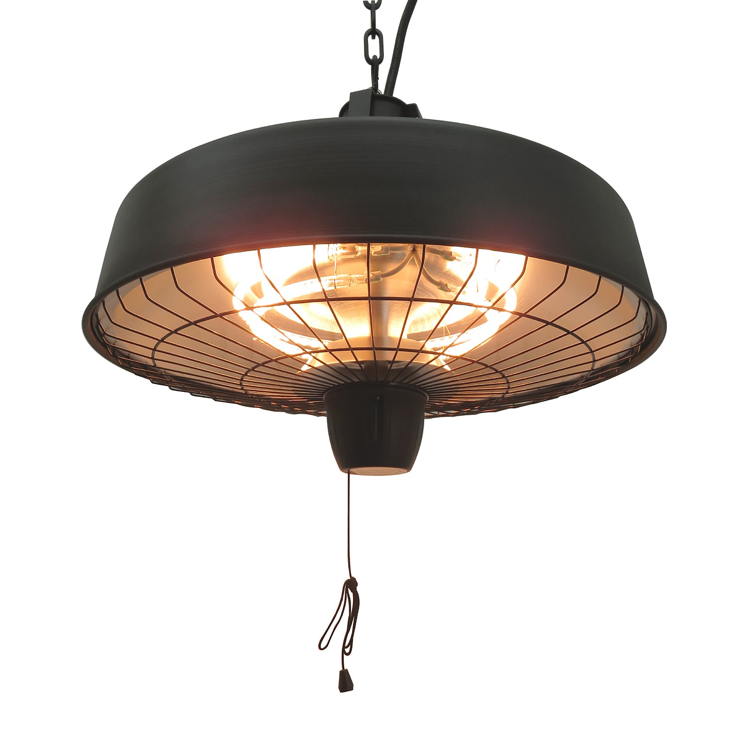 Outsunny Adjustable Power 1000/2500W Infrared Halogen Electric Patio Light Heater, Ceiling Hanging Mount -Black - North Peak Garden Furniture