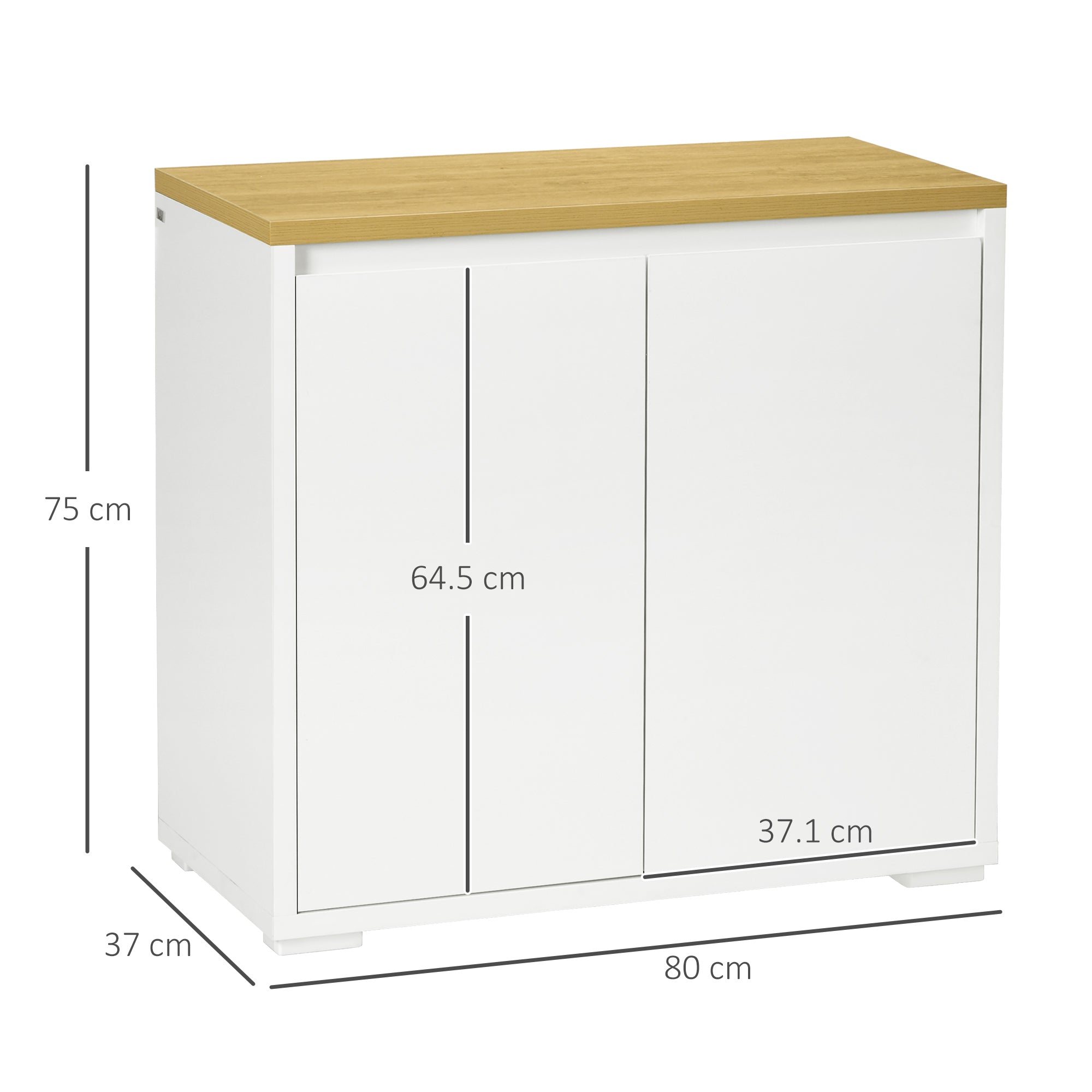 HOMCOM Kitchen Sideboard, Storage Cabinet with Double Doors and Adjustable Shelf for Living Room, Entryway, White - North Peak Garden Furniture