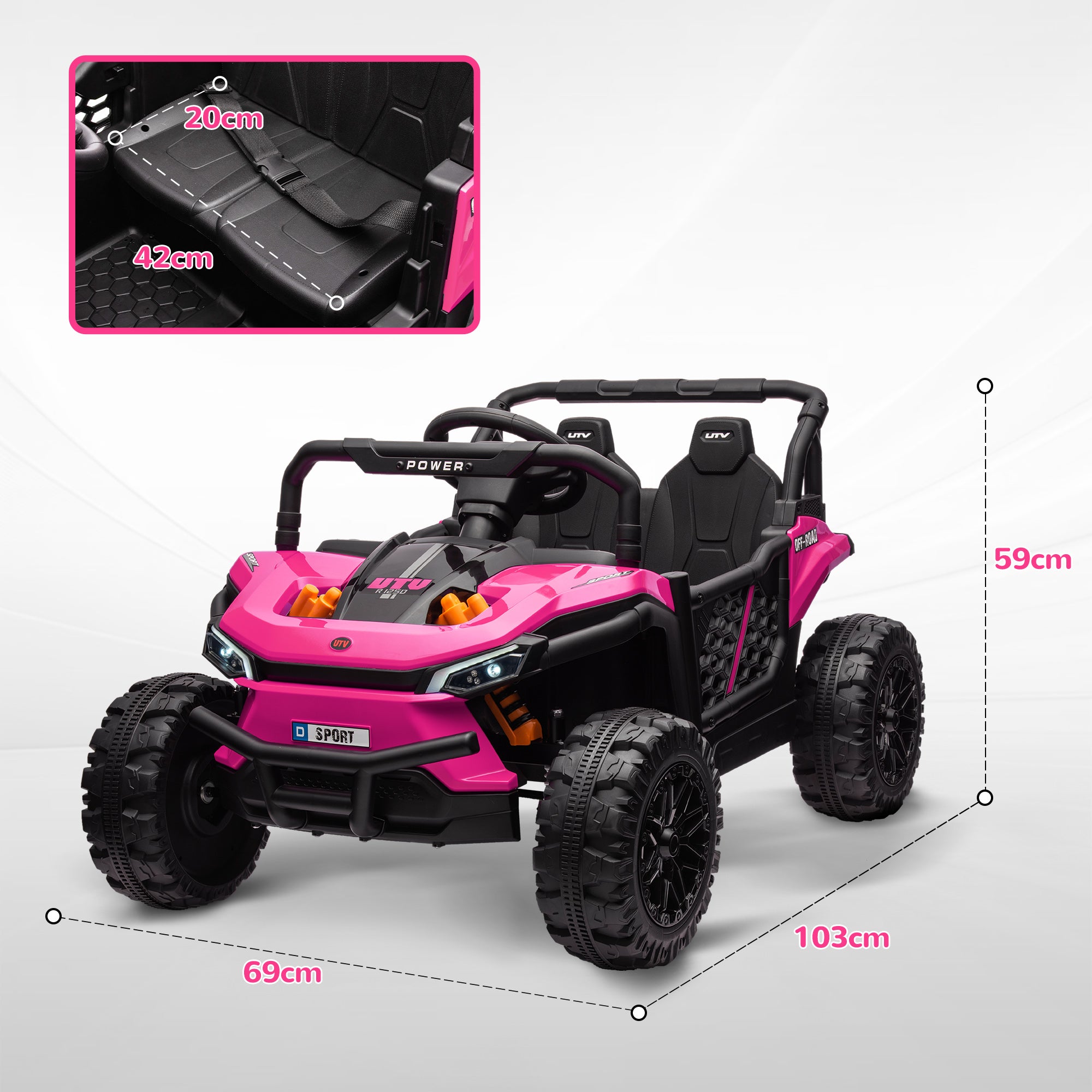 AIYAPLAY 12V Battery Powered Ride on Truck w/ Remote, Four Suspension Wheels, Horn, Lights, Music, USB, for Ages 3-5 Years, Pink - North Peak Garden Furniture