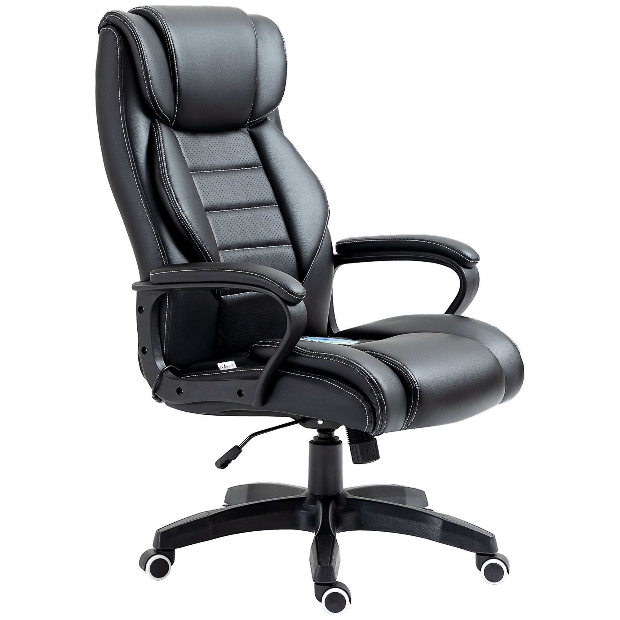 Vinsetto High Back Executive Office Chair 6- Point Vibration Massage Extra Padded Swivel Ergonomic Tilt Desk Seat, Black - North Peak Garden Furniture