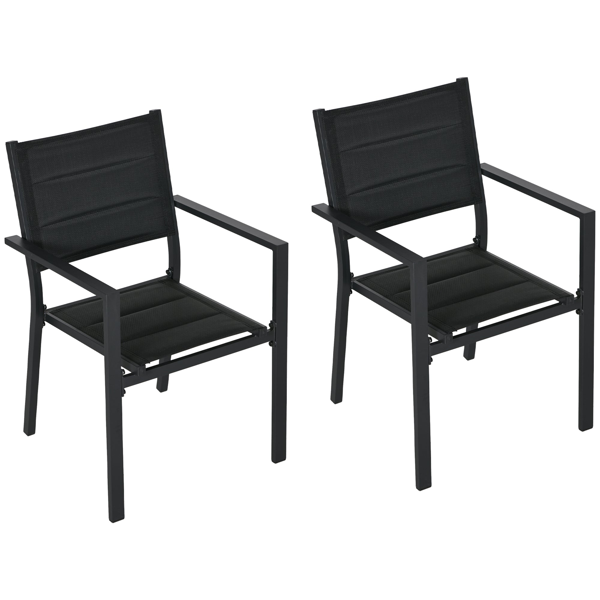 Outsunny Set of Two Aluminium Stacking Garden Chairs - Black