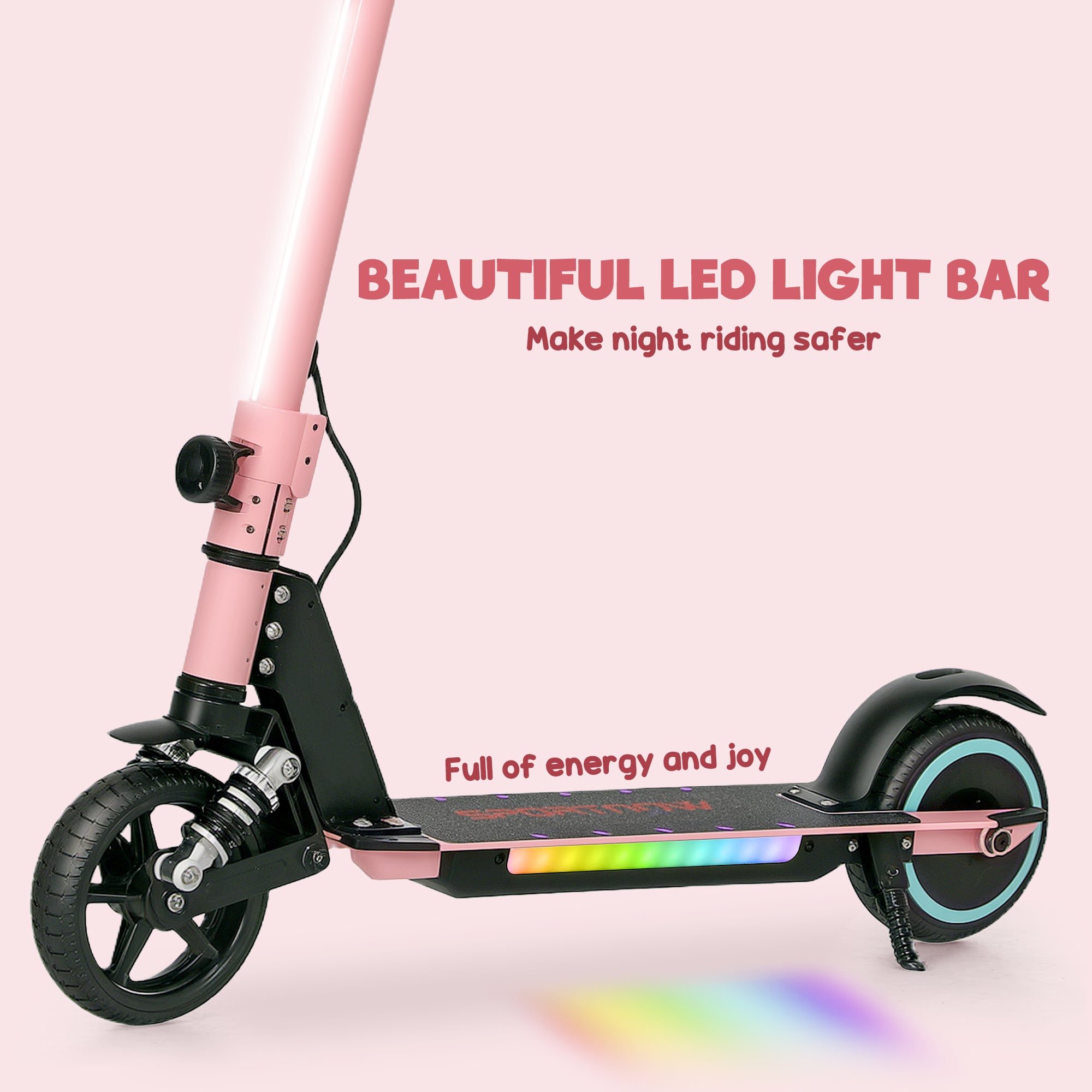SPORTNOW Folding Electric Scooter for Kids Age 6-14 with Dual Brakes, Front Suspension, LED Colourful Lights and Display, 6.8kg Lightweight Aluminium E Scooter, Up to 14 KM/H & 6 KM, Pink - North Peak Garden Furniture