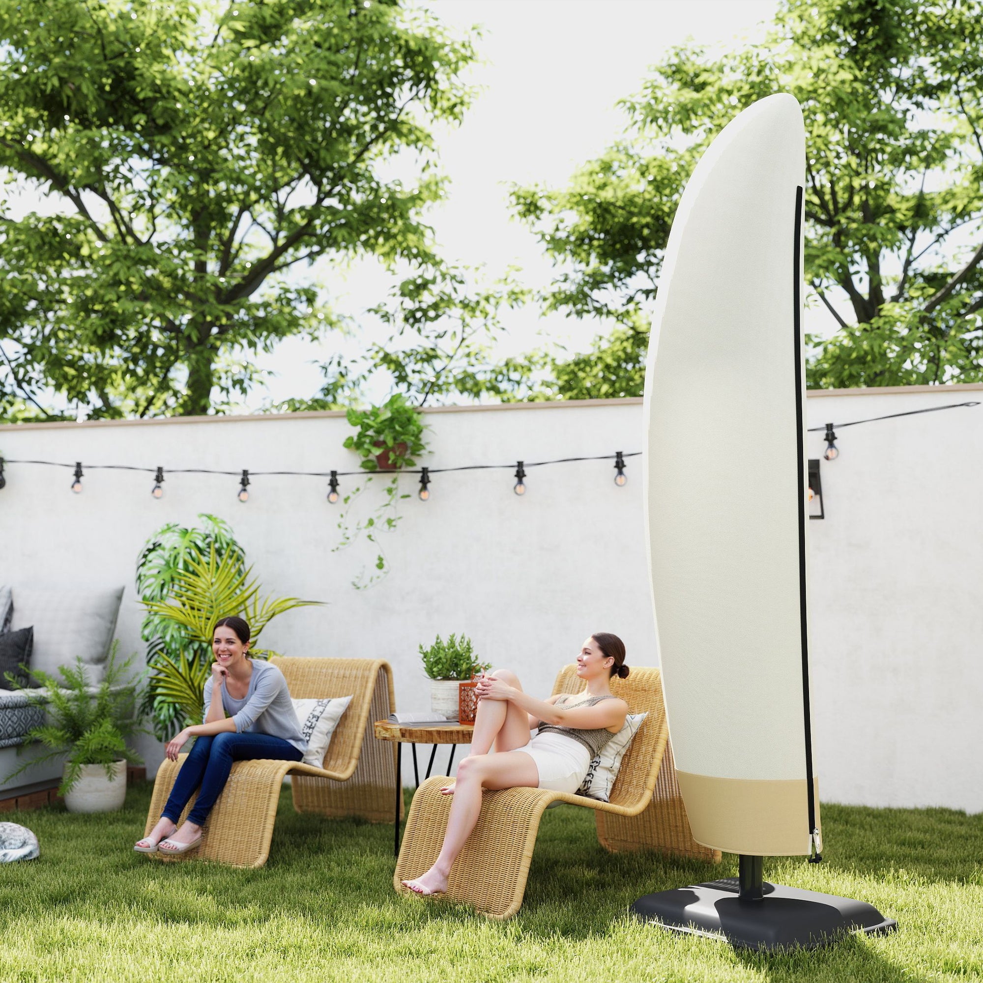 Outsunny Deluxe Large Garden Waterproof Parasol Cover Outdoor Furniture Patio Market Banana Umbrella Cantilever Protector Rain Dust Protective w/Zip (Φ56 x 220H (cm))