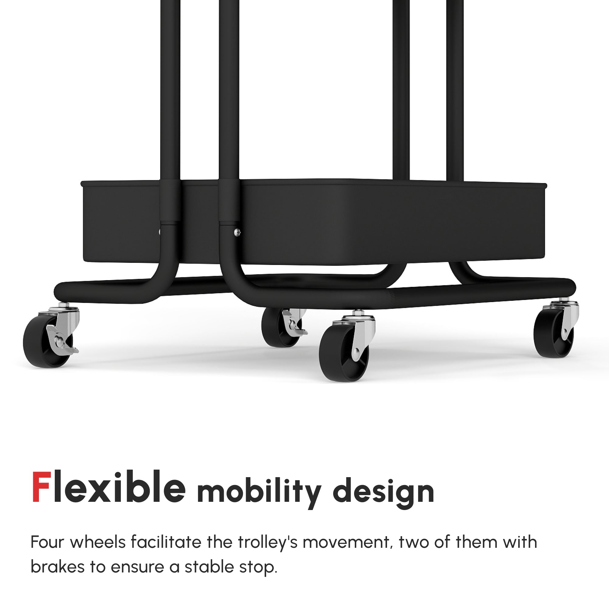 HOMCOM 3 Tier Utility Rolling Cart, Kitchen Cart with 3 Removable Mesh Baskets, 3 Hanging Box, 4 Hooks and Dividers for Living Room, Laundry, Garage, Black - North Peak Garden Furniture