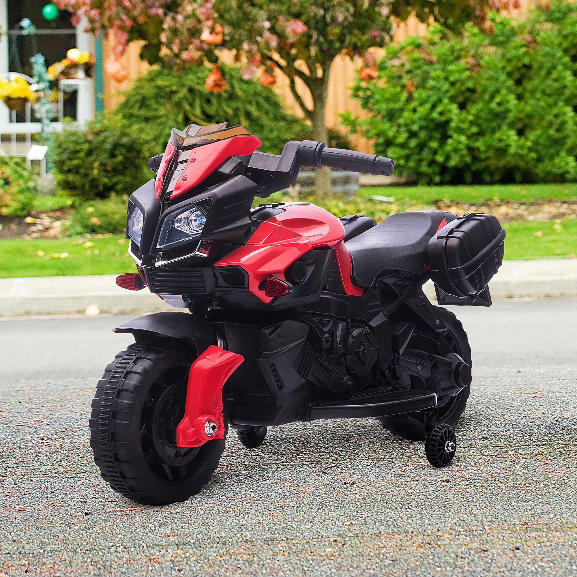 HOMCOM Kids Electric Motorbike 6V Ride on Motorcycle Vehicle w/ Lights Horn Sounds for 1.5-4 Years Old Red - North Peak Garden Furniture