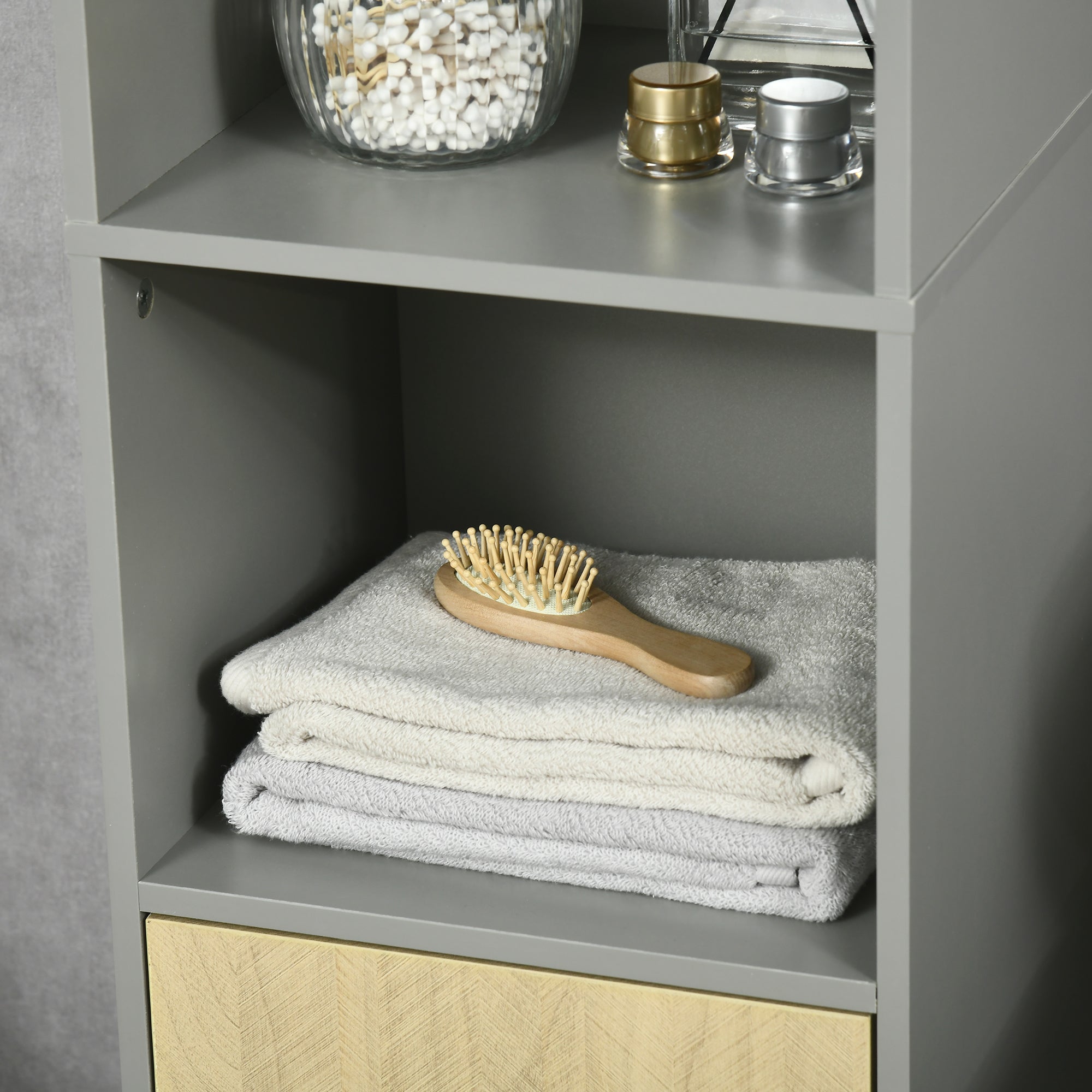 kleankin Freestanding Bathroom Storage, Tall Bathroom Cabinet with Door and Adjustable Shelves, 31.4x30x165cm - North Peak Garden Furniture
