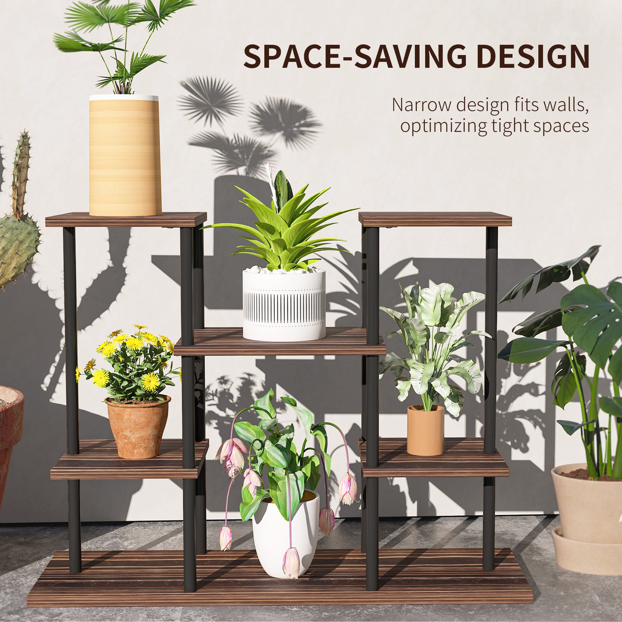 Outsunny Four-Tier Wooden Shelf Plant Stand - North Peak Garden Furniture