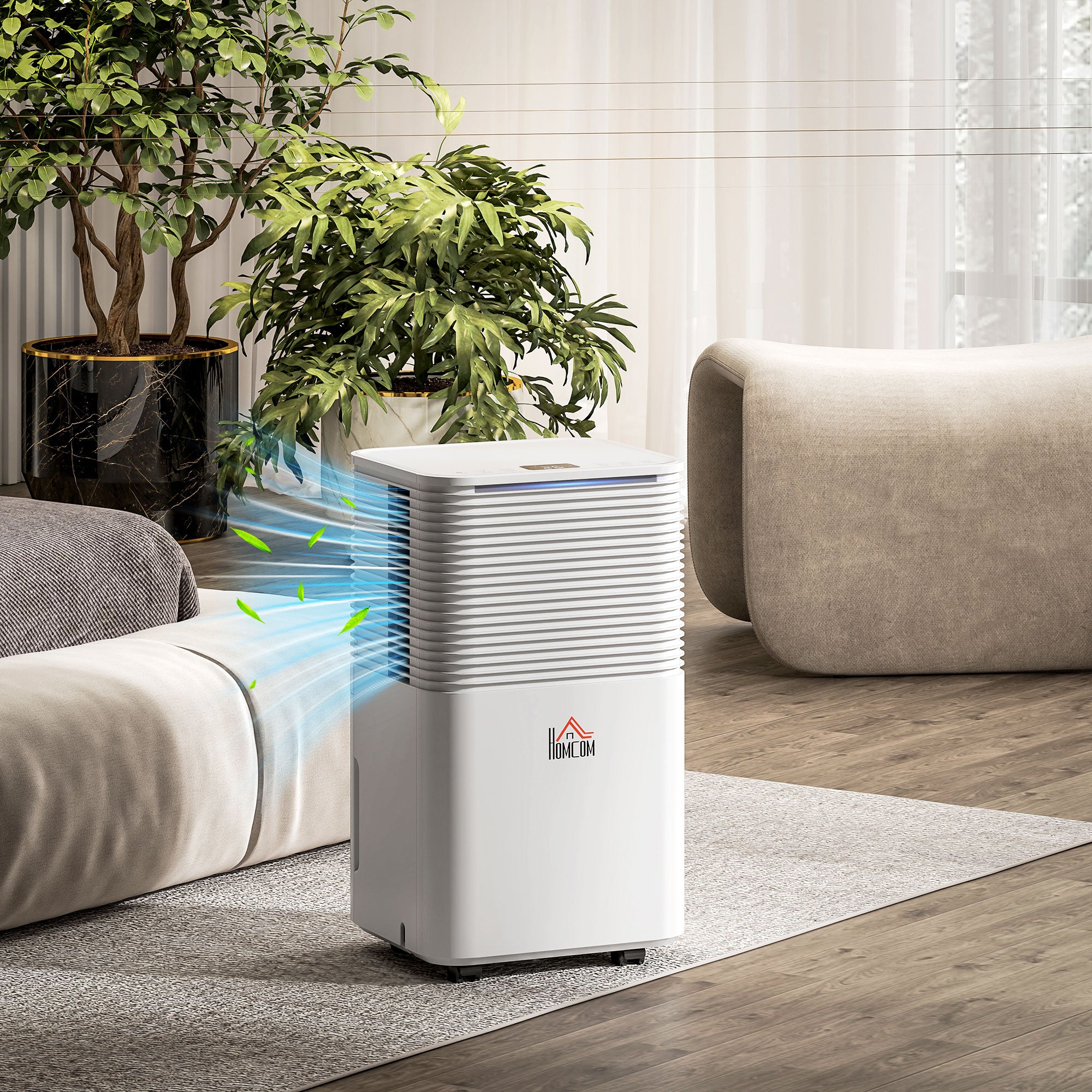 HOMCOM 10L/Day 2000ML Portable Quiet Dehumidifier for Home Laundry Room Bedroom Basement, Electric Moisture Air De-Humidifier with 3 Modes - North Peak Garden Furniture
