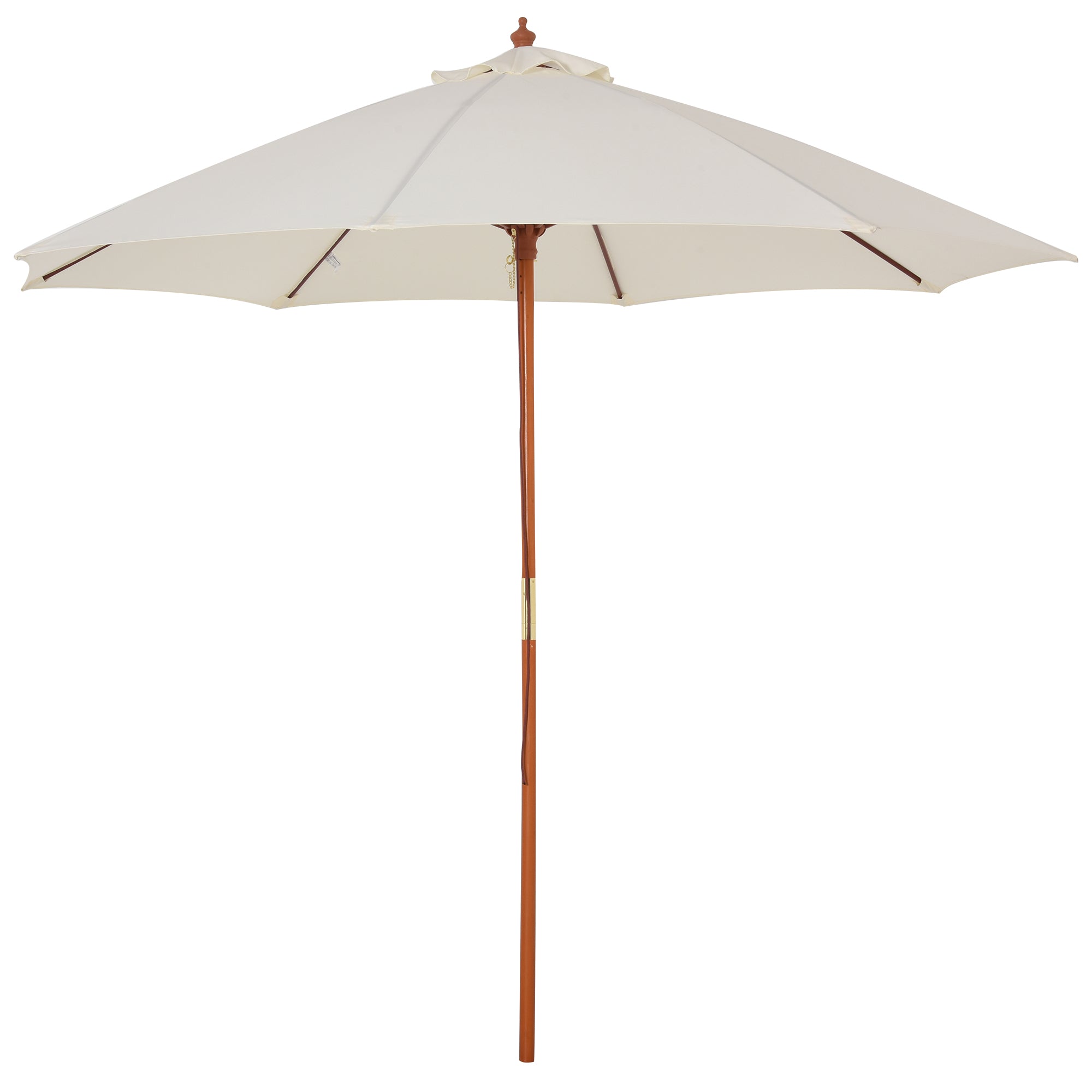 Outsunny 2.5m Garden Parasol Umbrella, Outdoor Market Table Umbrella with Wooden Pole & 8 Fibre Glass Ribs, Round Sun Shade Canopy, Off-White - North Peak Garden Furniture