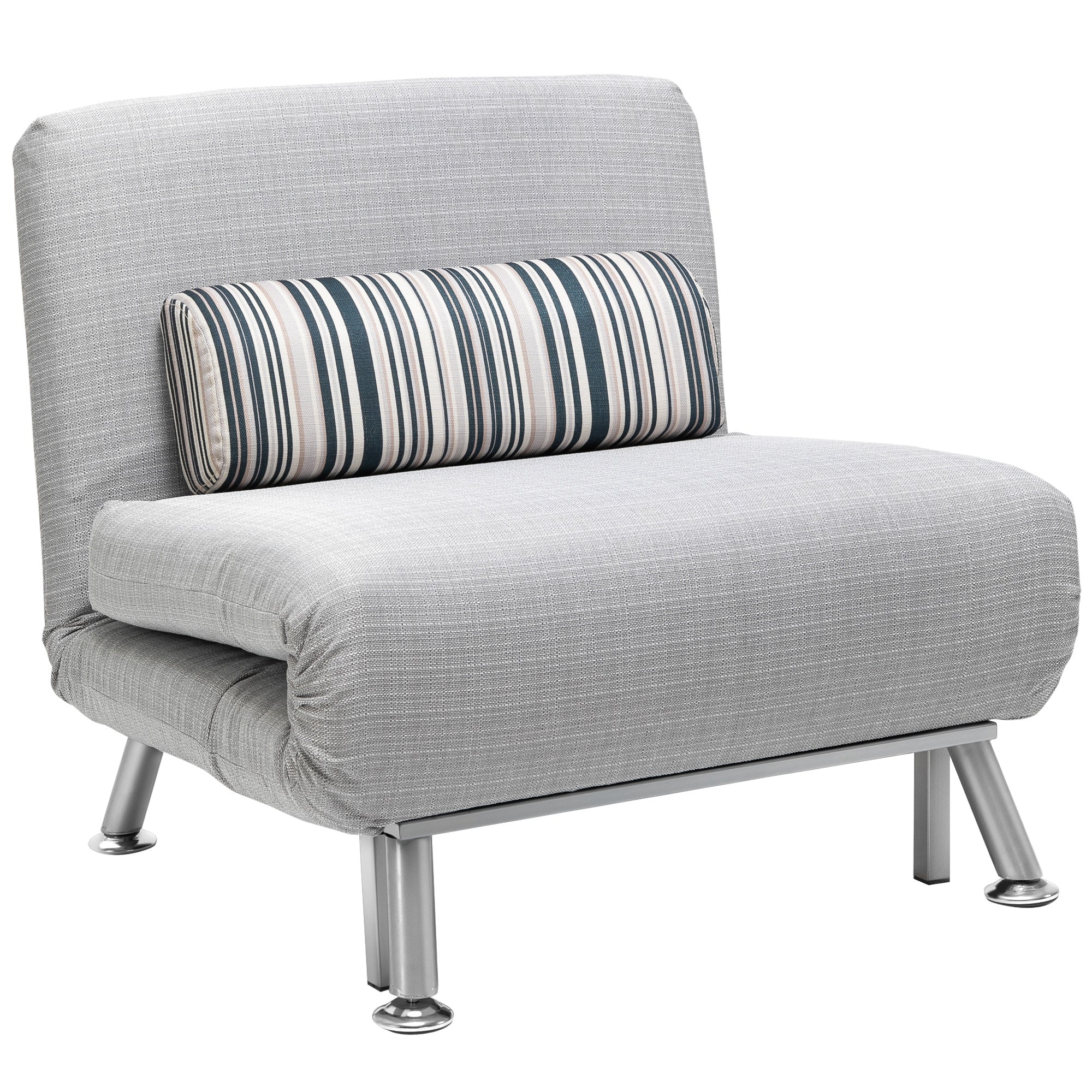 HOMCOM Single Sofa Bed, 1 Person Sleeper Foldable Lounge with Pillow, Grey - North Peak Garden Furniture