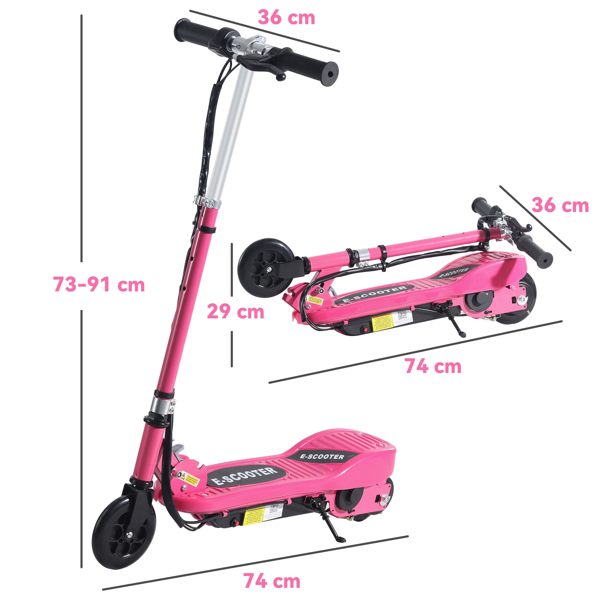 HOMCOM Folding Electric Kids Scooter Ride on Age 7-14, Pink - North Peak Garden Furniture